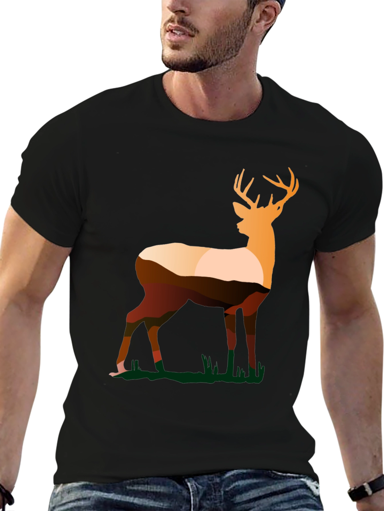 Deer Silhouette Graphic Tee - Nature Inspired Design