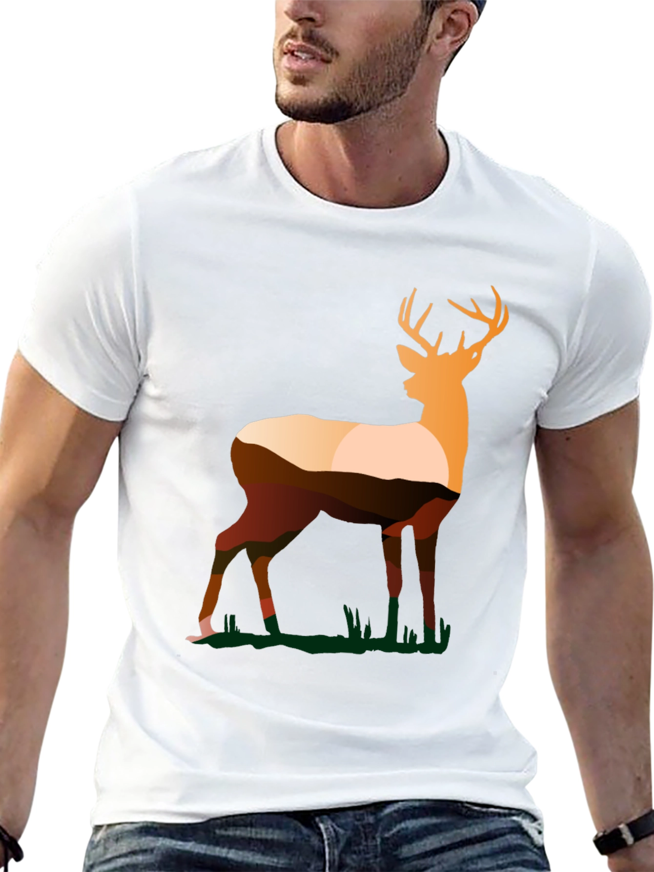 Deer Silhouette Graphic Tee - Nature Inspired Design