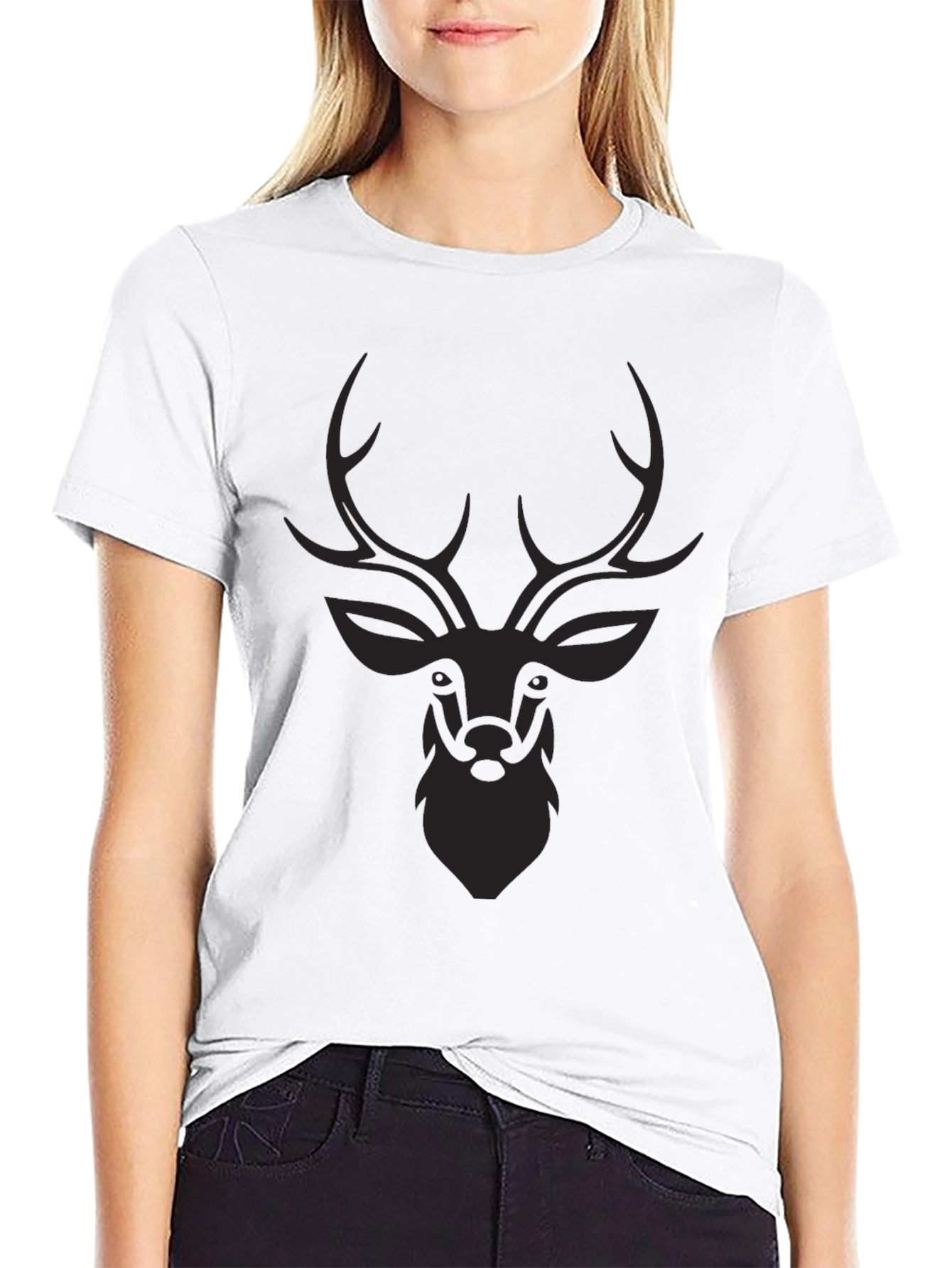 Mens Black Deer Graphic Tee - Stylish Casual Wear