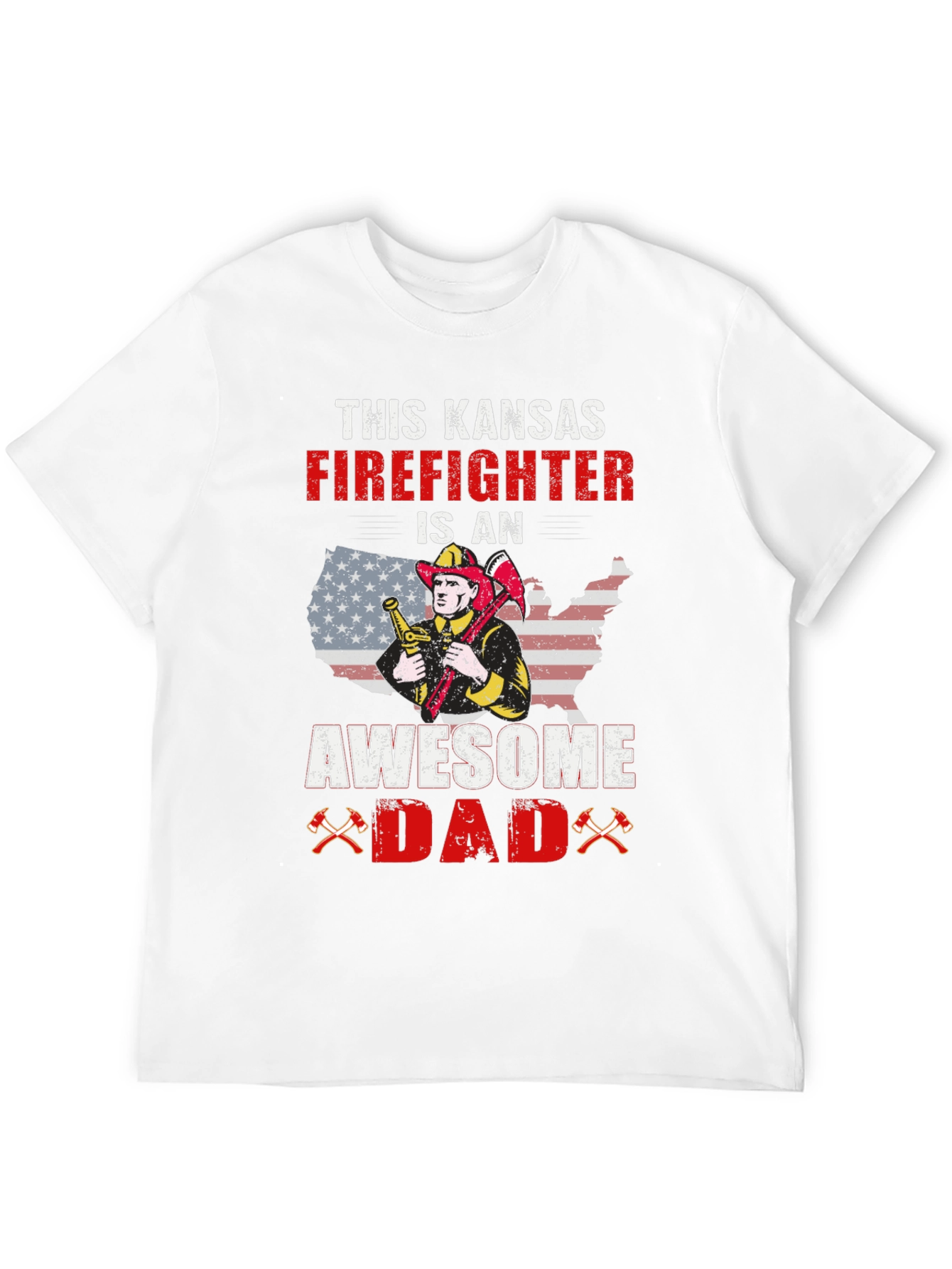 Kansas Firefighter Awesome Dad Graphic T-Shirt