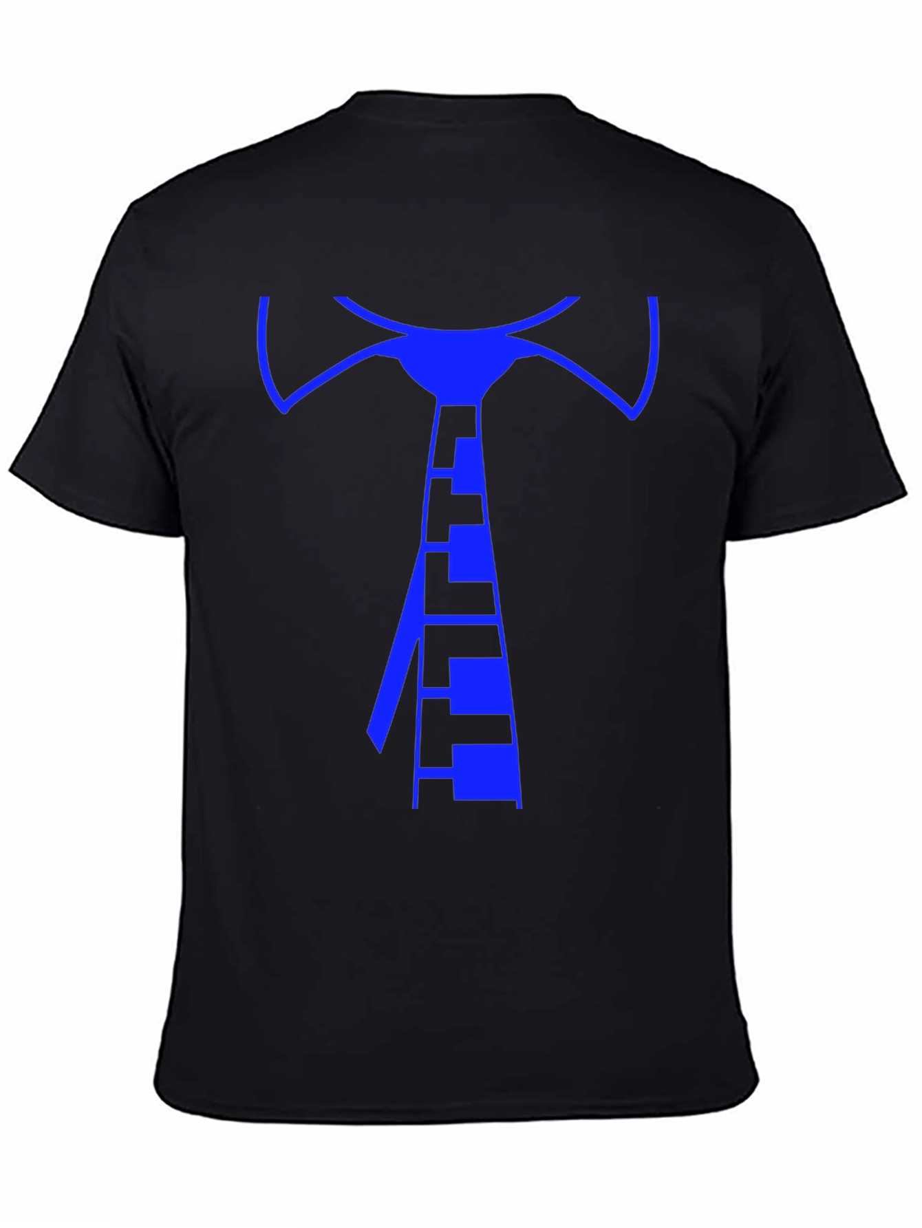 Geometric Blue Tie Graphic Tee - Mens Black T-Shirt