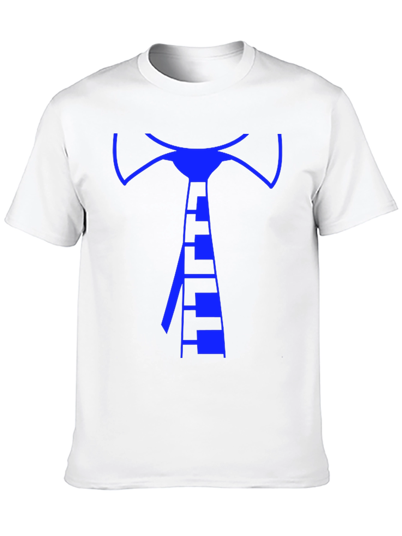 Geometric Blue Tie Graphic Tee - Mens Black T-Shirt