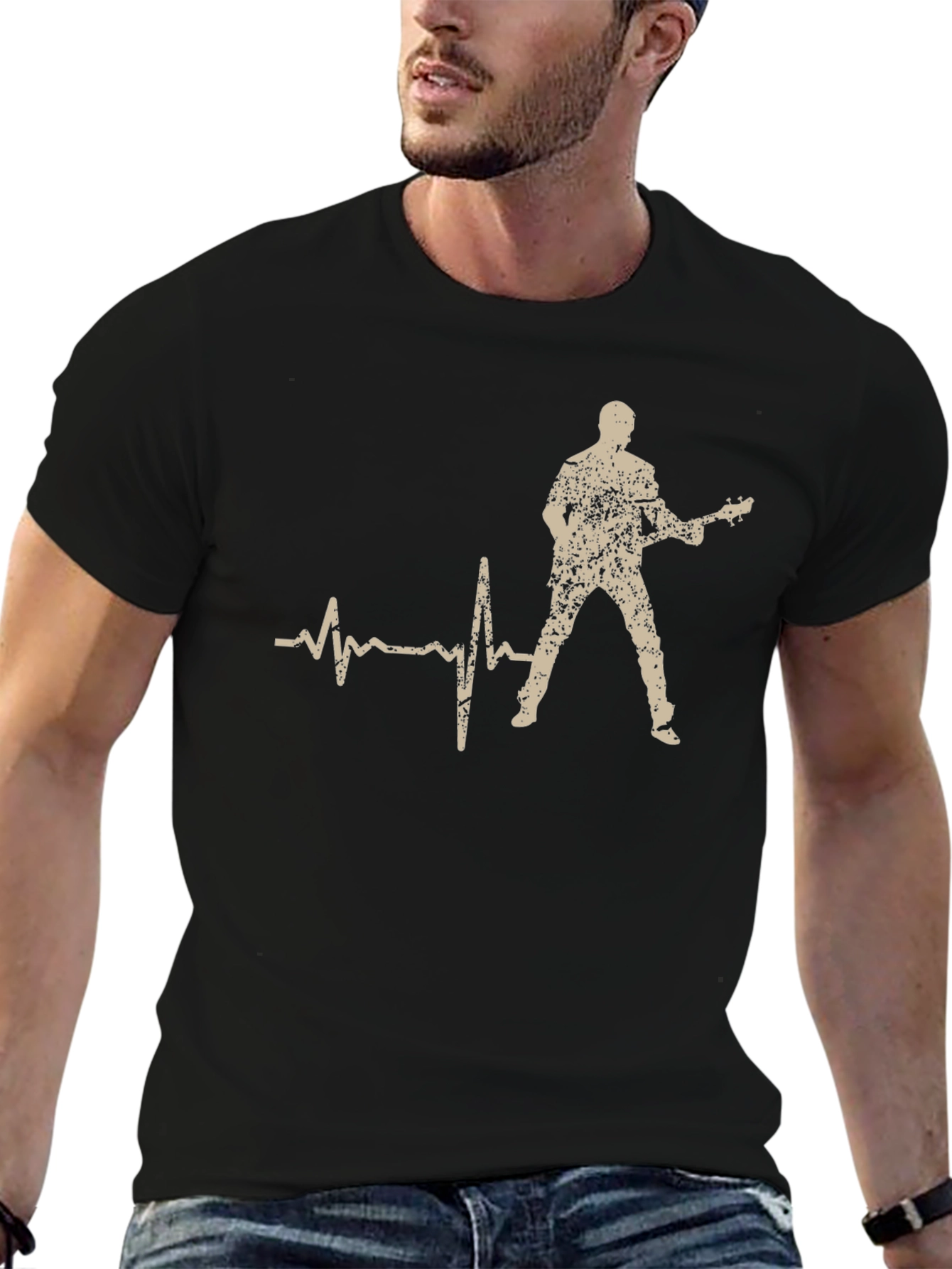 Guitarist Heartbeat T-Shirt - Rock and Roll Tee