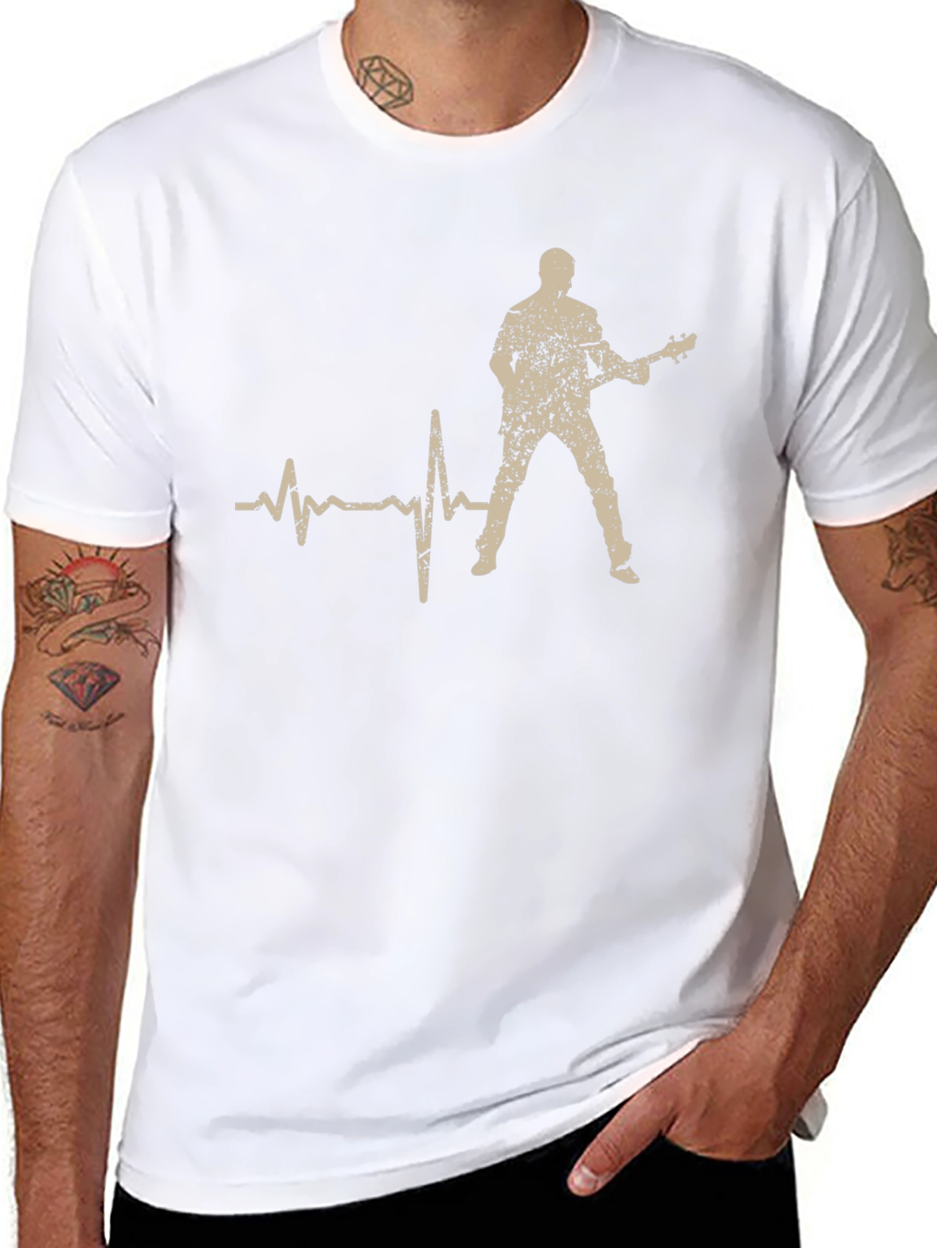 Guitarist Heartbeat T-Shirt - Rock and Roll Tee