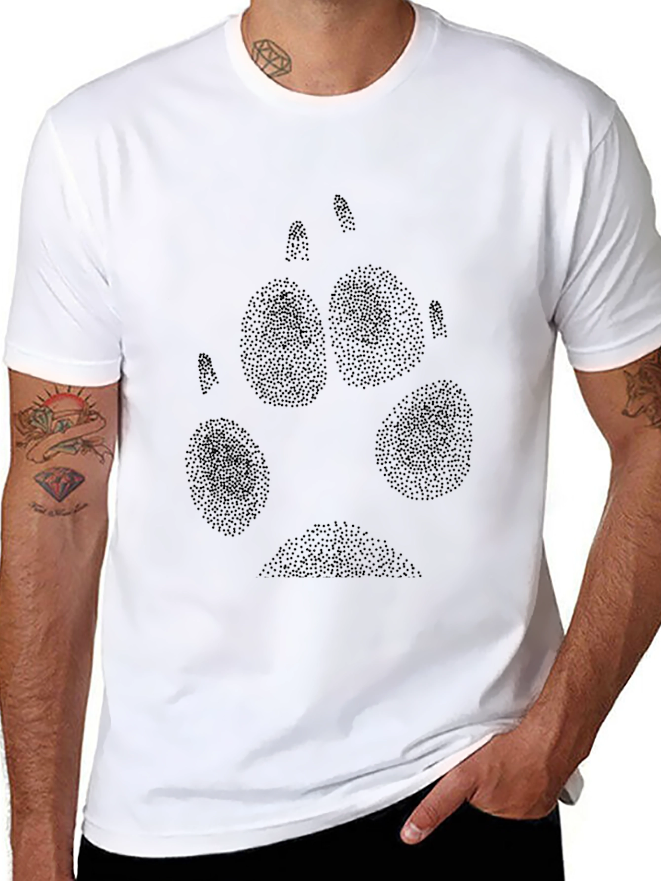 Black Wolf Paw Print T-Shirt
