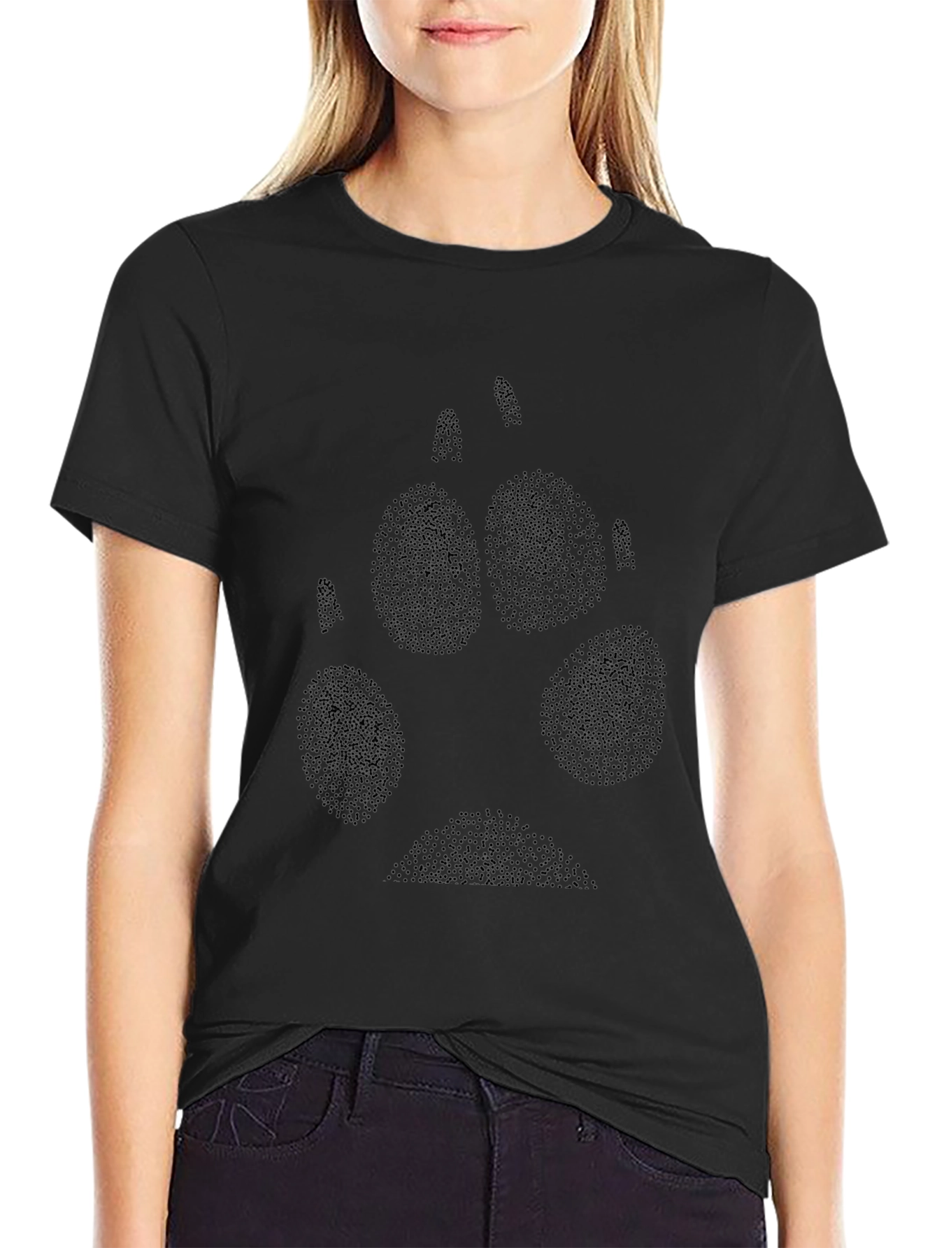 Black Wolf Paw Print T-Shirt