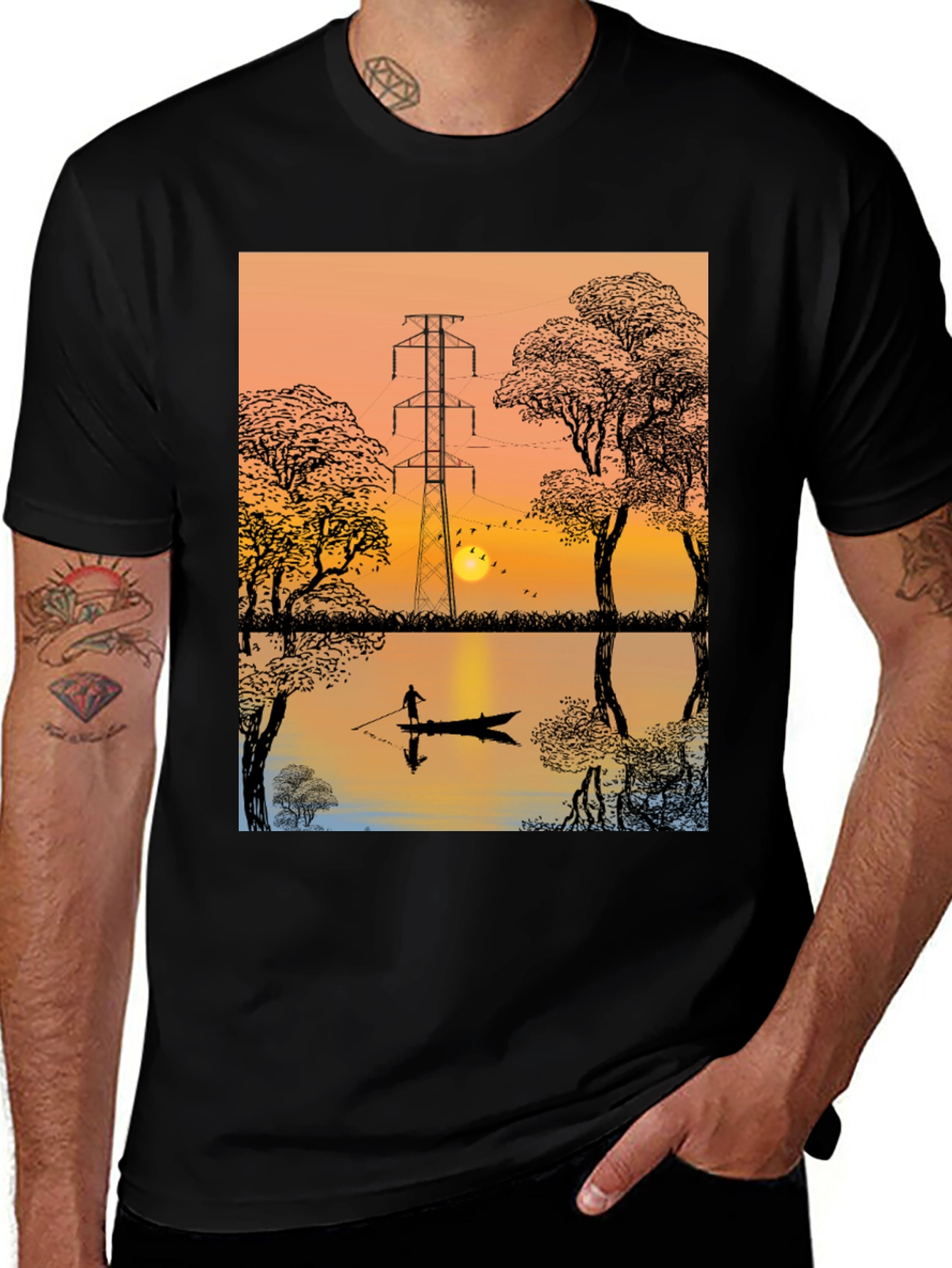 Sunset Lake Graphic Tee - Nature Inspired T-Shirt