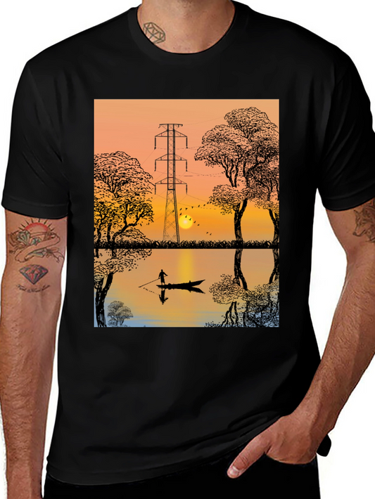 Sunset Lake Graphic Tee - Nature Inspired T-Shirt
