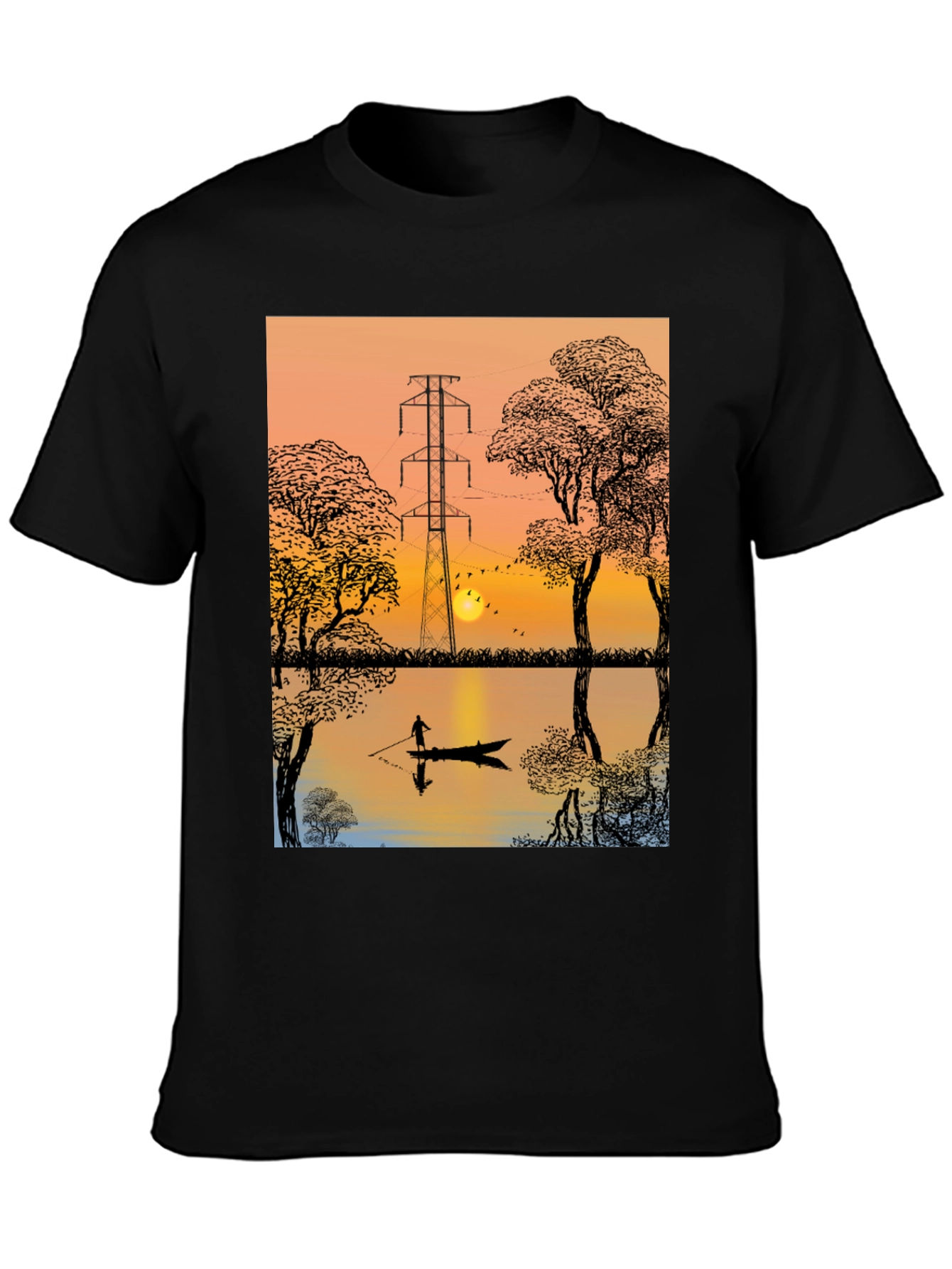 Sunset Lake Graphic Tee - Nature Inspired T-Shirt