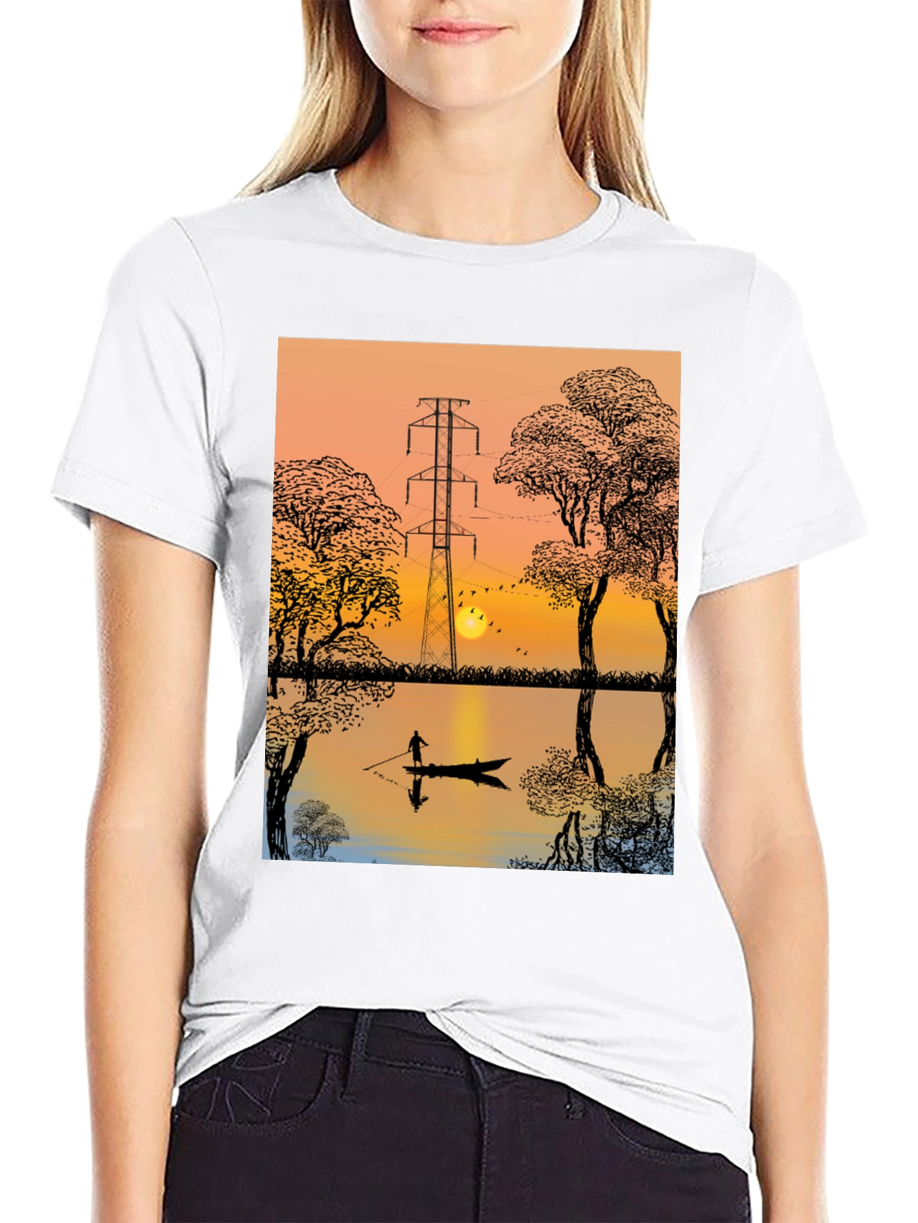 Sunset Lake Graphic Tee - Nature Inspired T-Shirt
