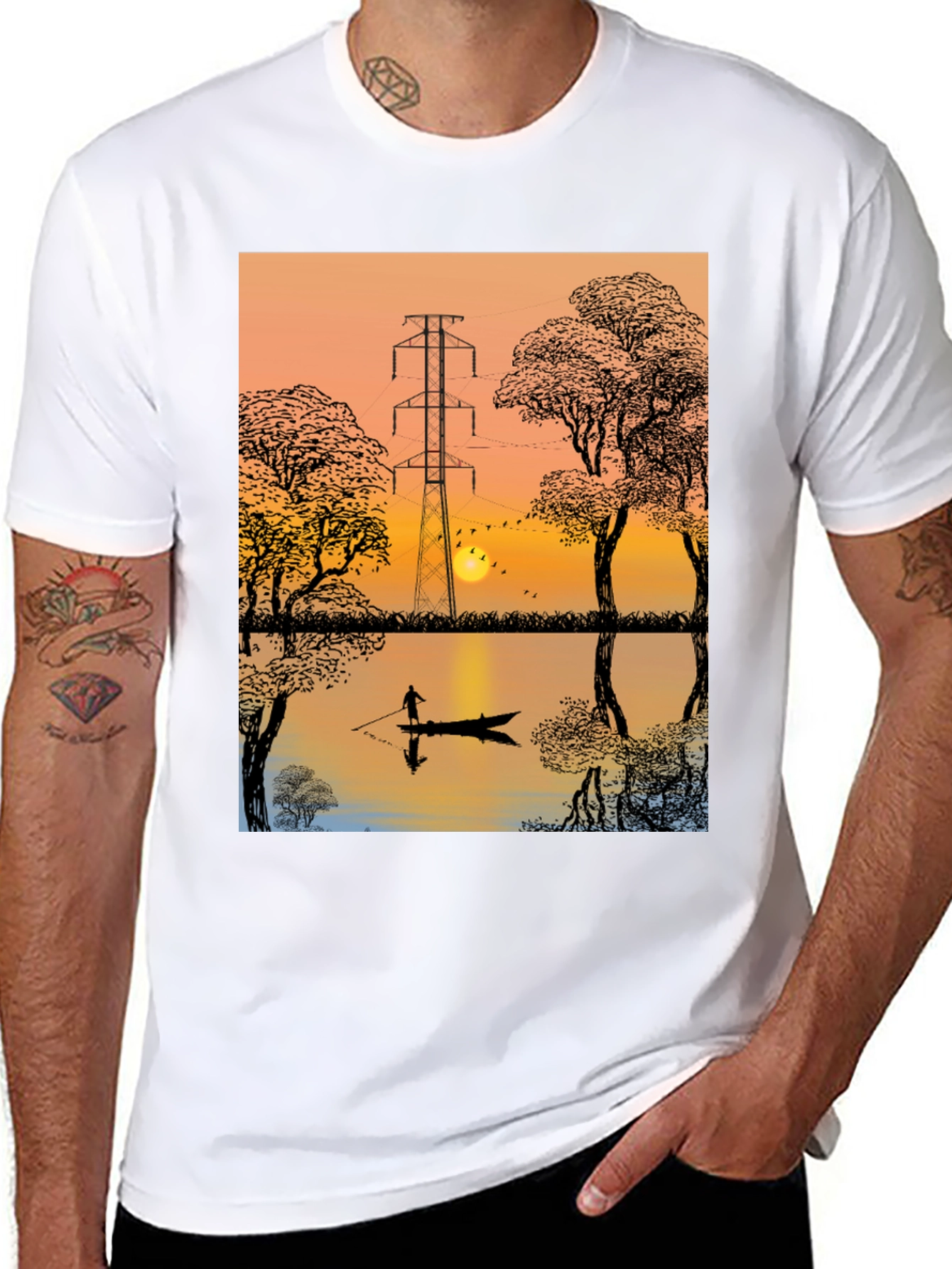Sunset Lake Graphic Tee - Nature Inspired T-Shirt