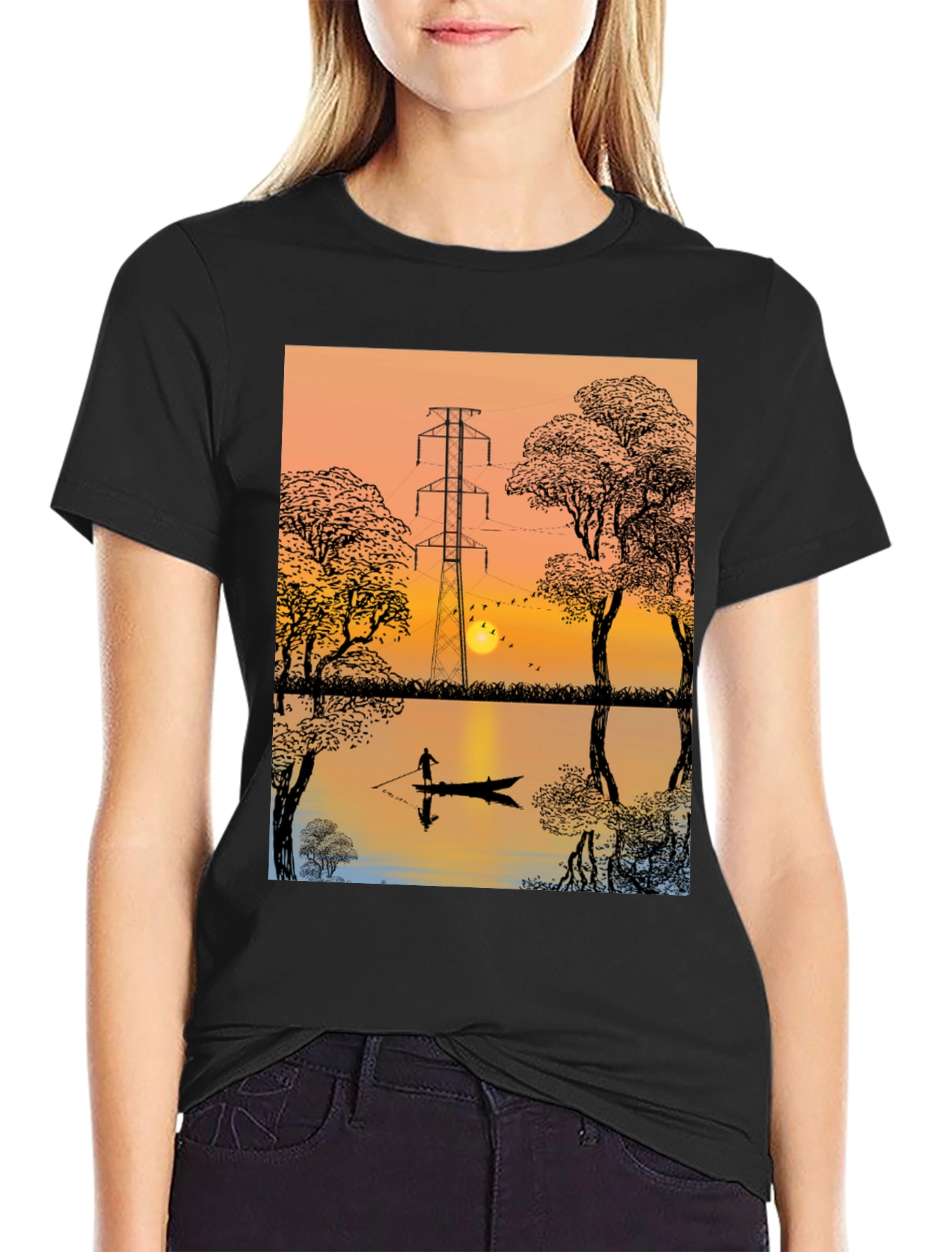 Sunset Lake Graphic Tee - Nature Inspired T-Shirt
