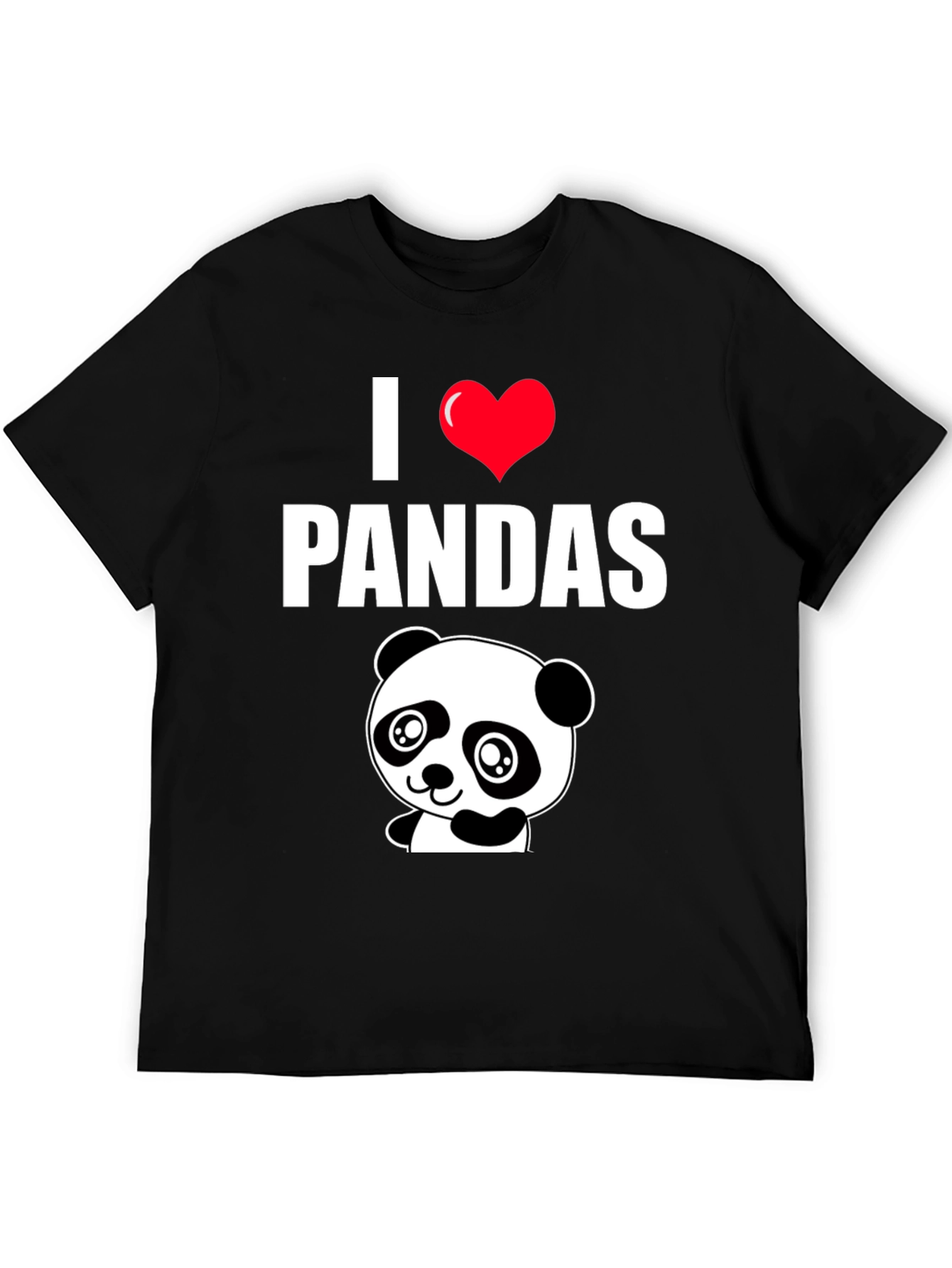 I Heart Pandas Black Graphic Tee Shirt