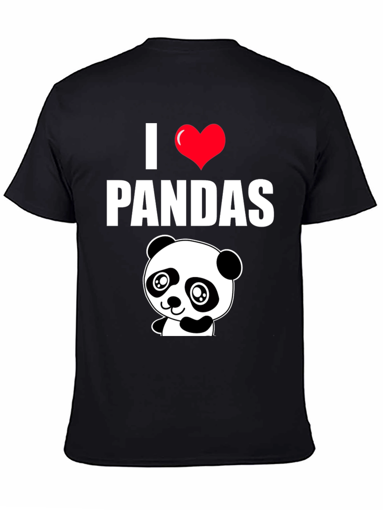 I Heart Pandas Black Graphic Tee Shirt
