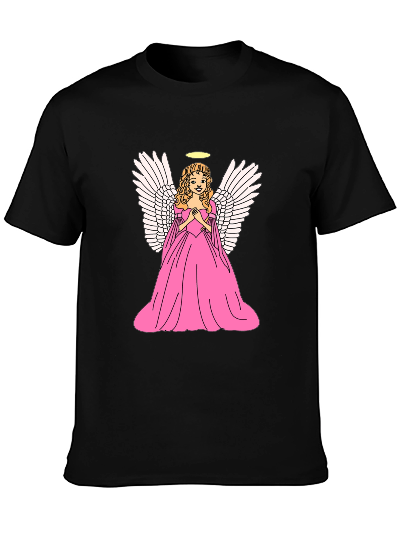 Angel Graphic Tee - Black Cotton T-Shirt