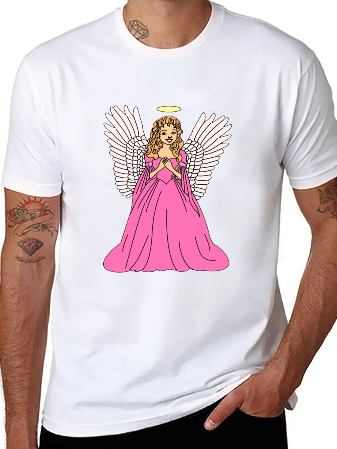 Angel Graphic Tee - Black Cotton T-Shirt