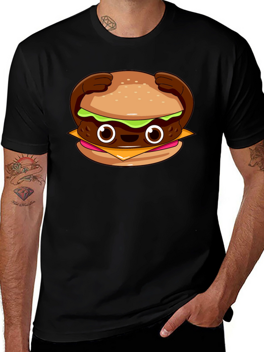 Cute Burger Graphic T-Shirt - Black