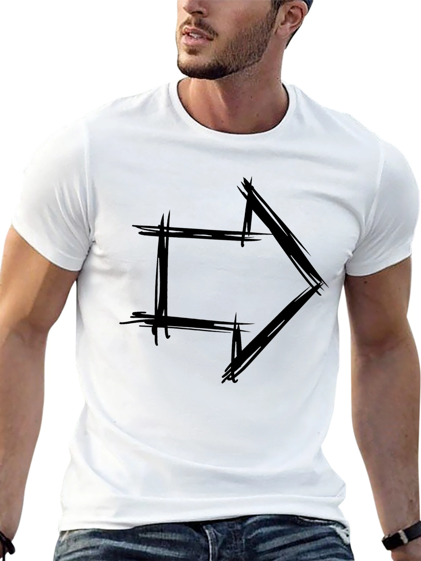 Abstract Arrow Graphic Black T-Shirt