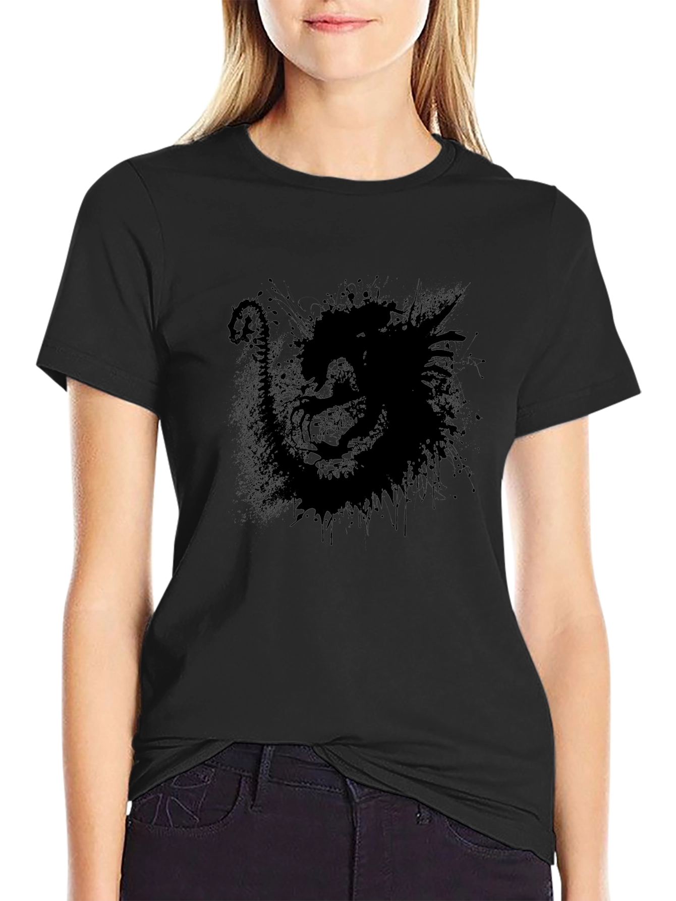 Mens Black Graphic T-Shirt - Abstract Dark Design