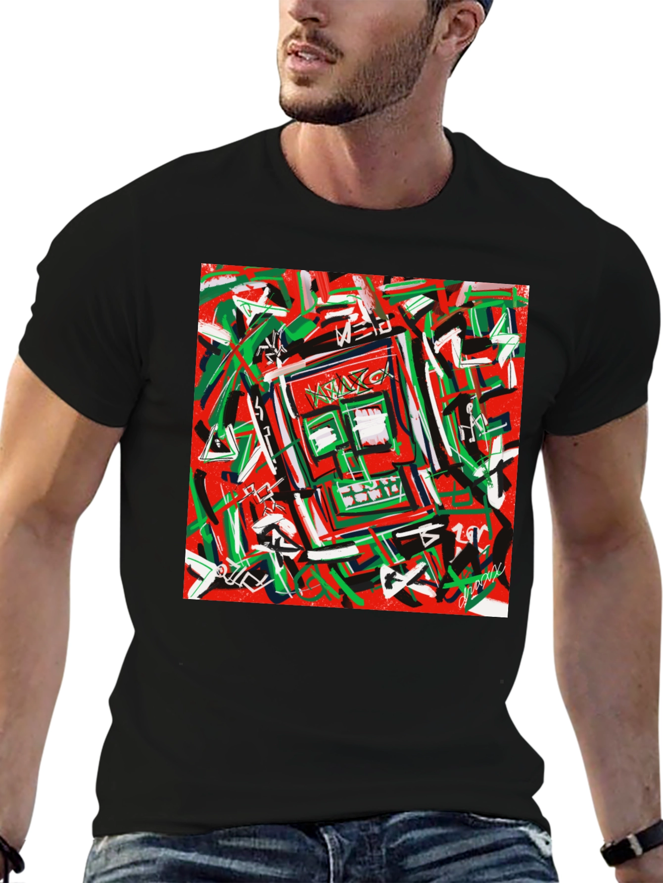 Abstract Art Graphic Print Crewneck T-Shirt