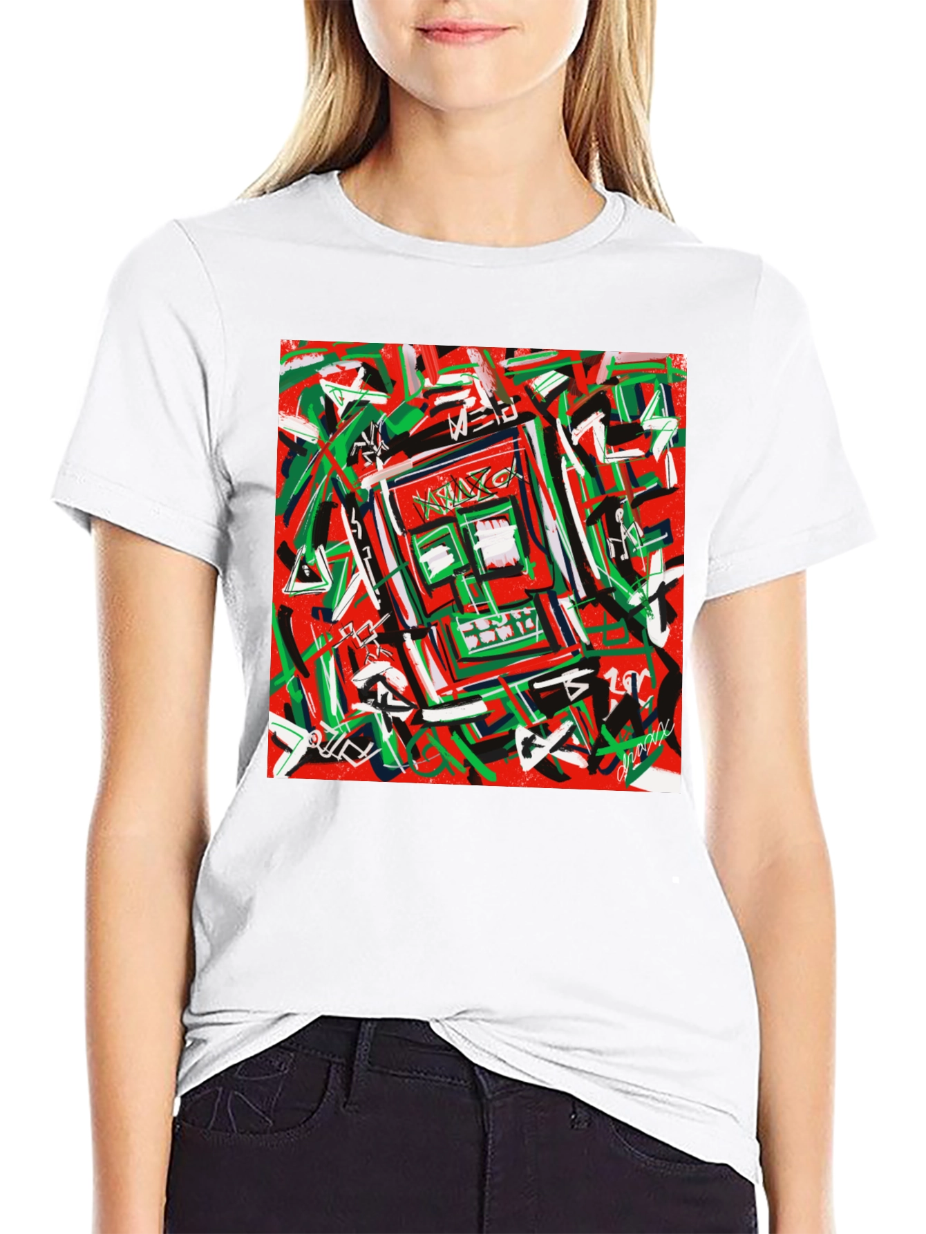 Abstract Art Graphic Print Crewneck T-Shirt