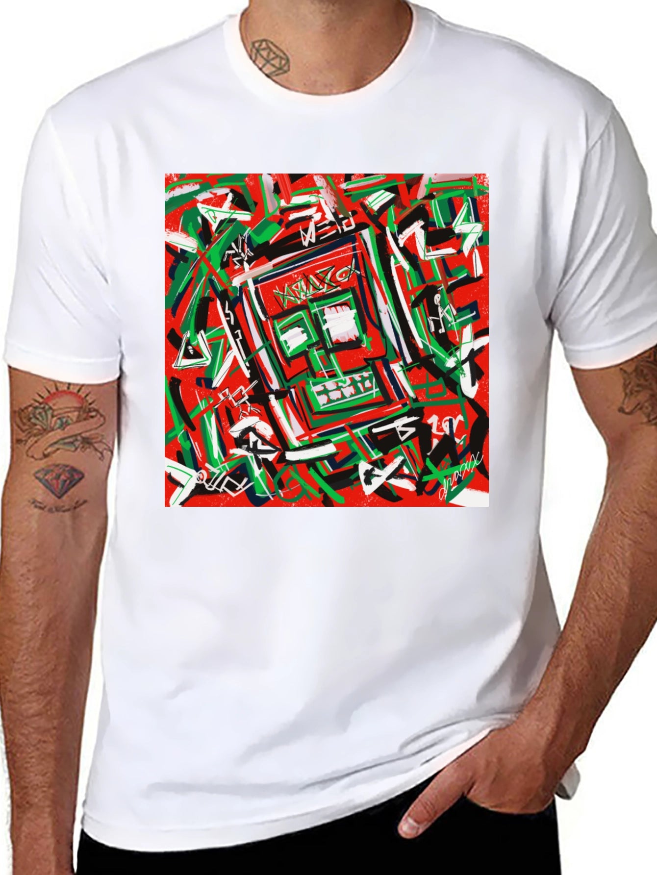 Abstract Art Graphic Print Crewneck T-Shirt