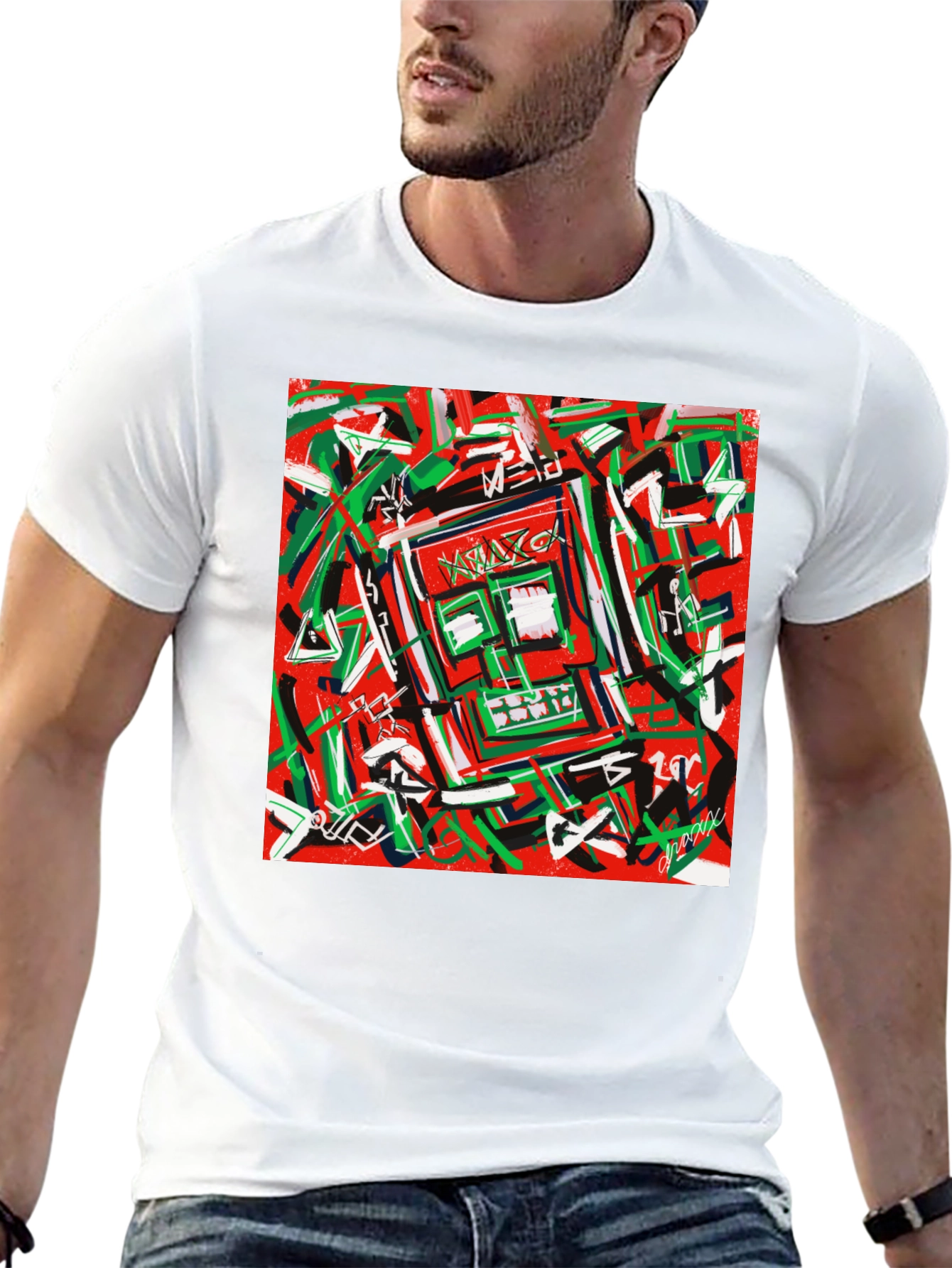 Abstract Art Graphic Print Crewneck T-Shirt