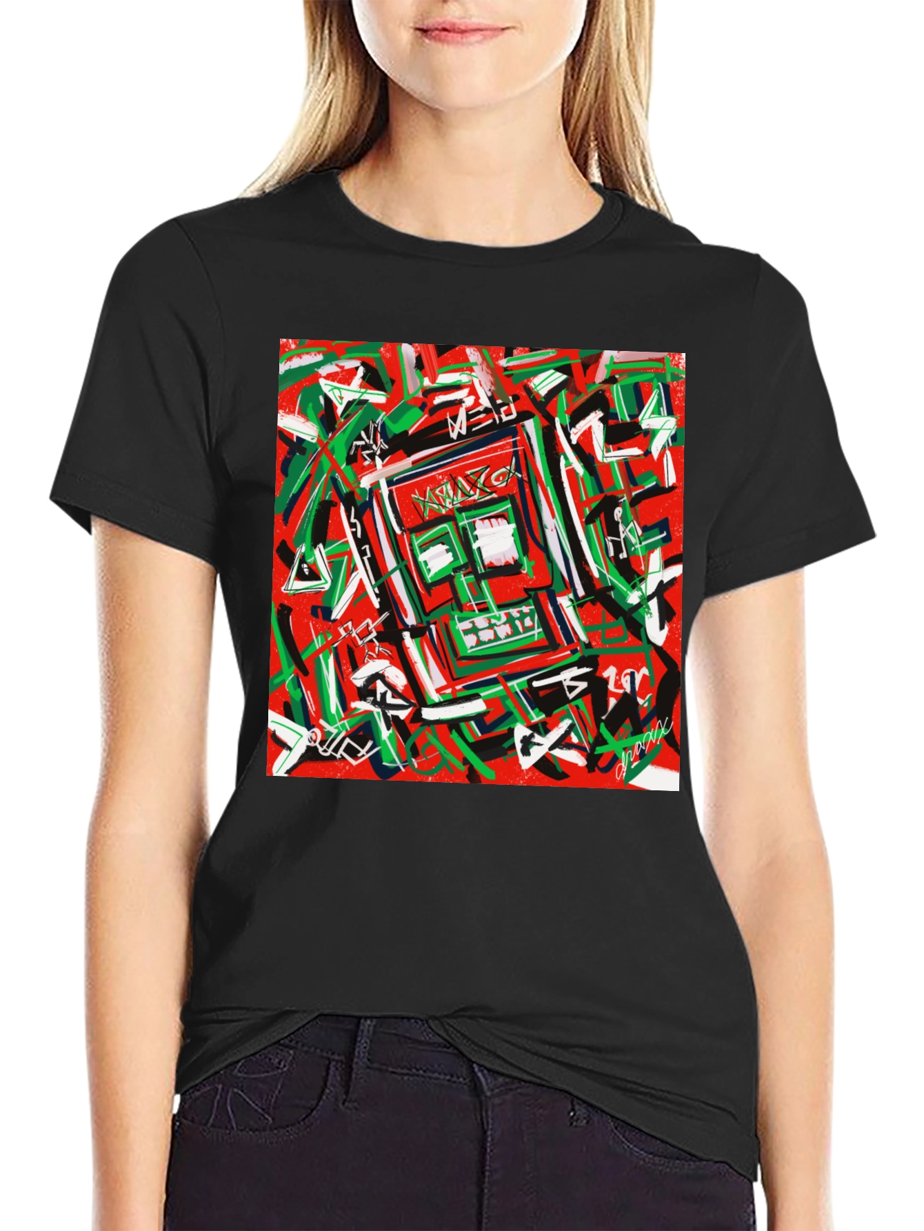 Abstract Art Graphic Print Crewneck T-Shirt