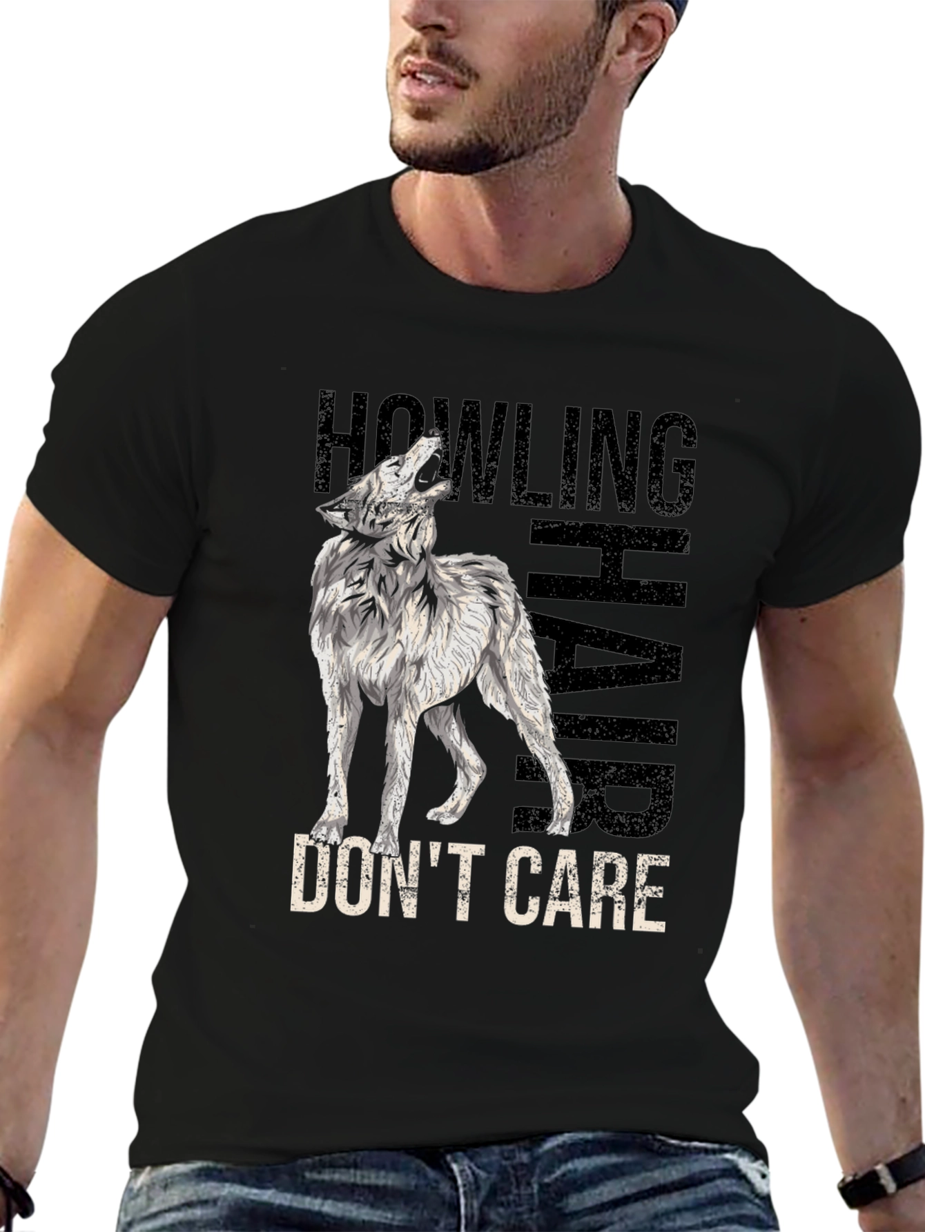 Howling Wolf Hair Dont Care Graphic Tee