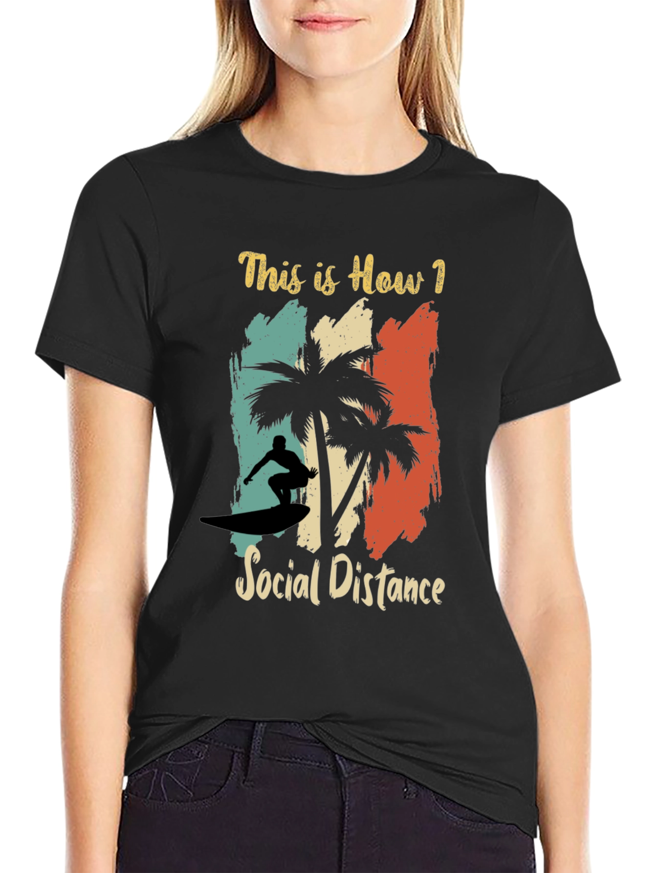 Surfing Social Distance Graphic Tee