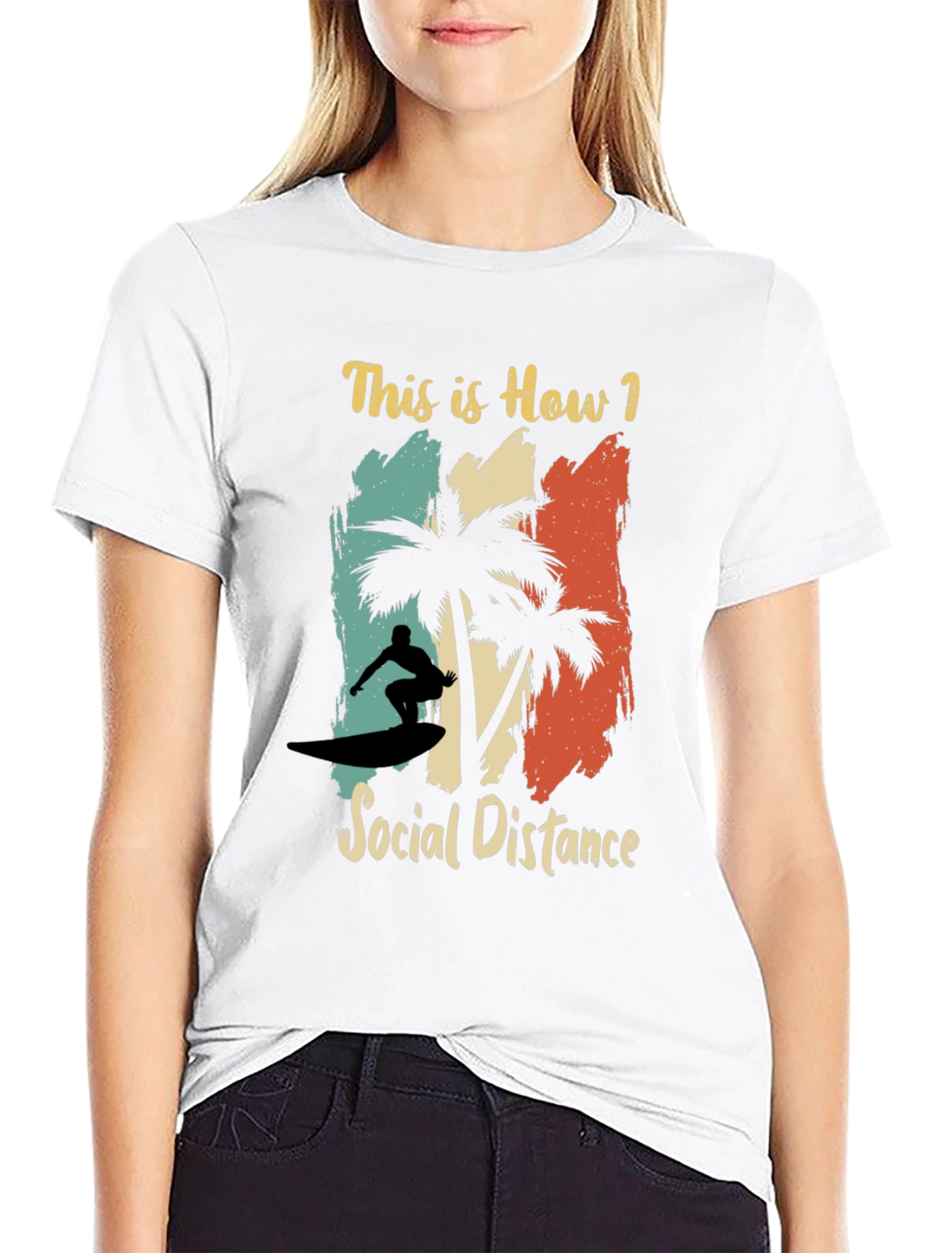 Surfing Social Distance Graphic Tee