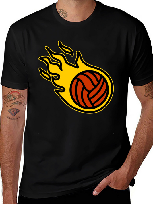 Flaming Volleyball Graphic T-Shirt