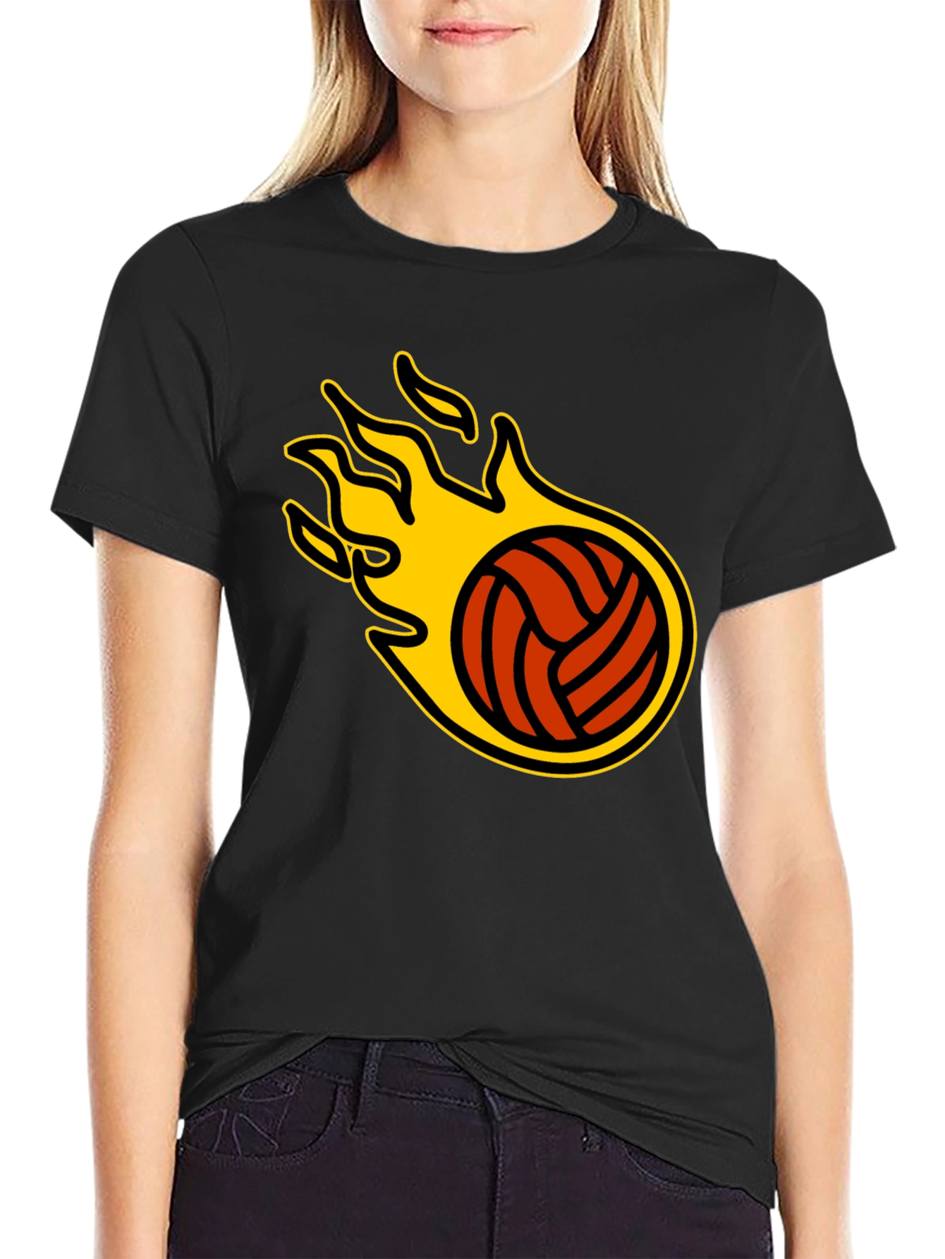 Flaming Volleyball Graphic T-Shirt