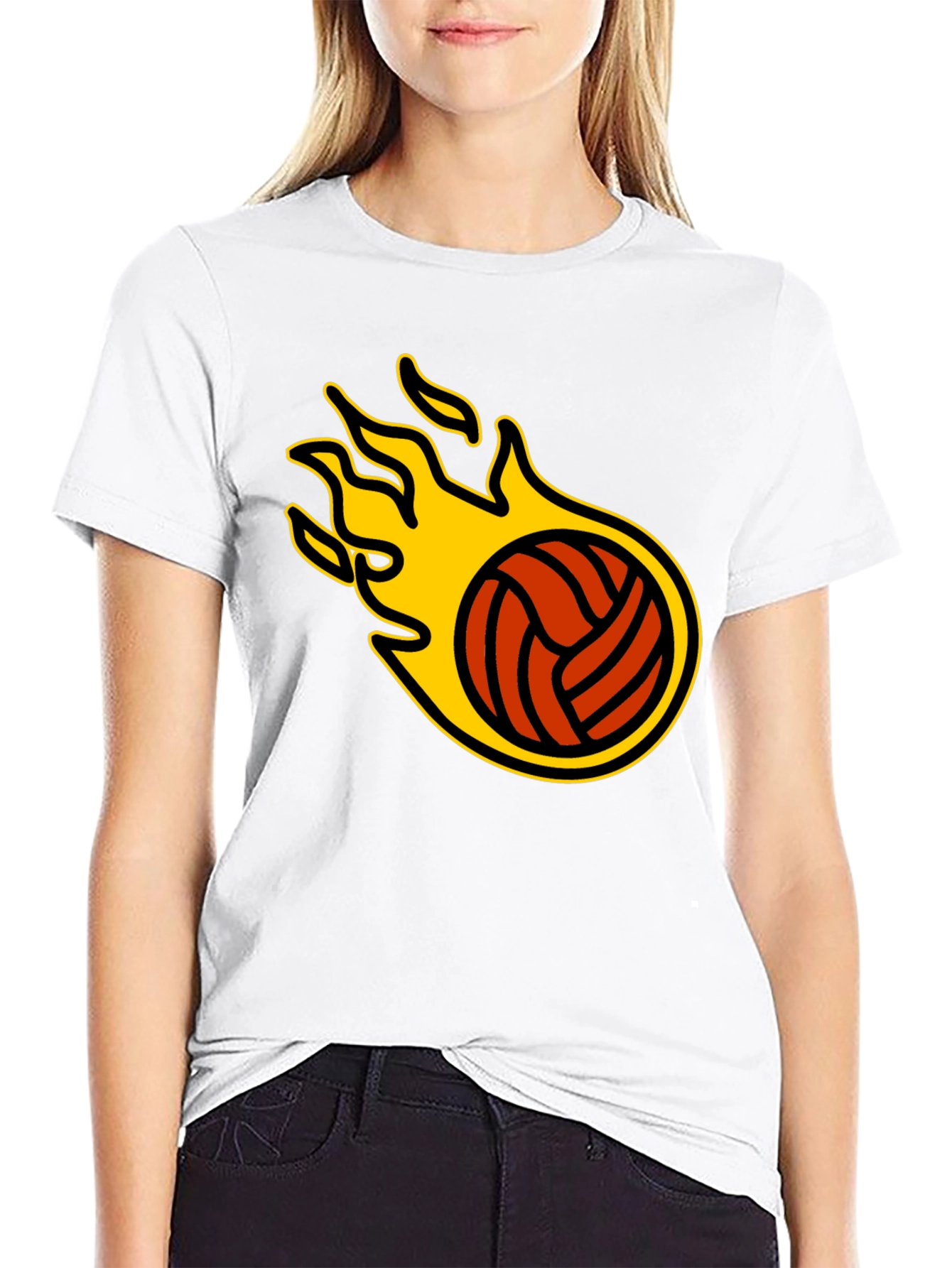 Flaming Volleyball Graphic T-Shirt