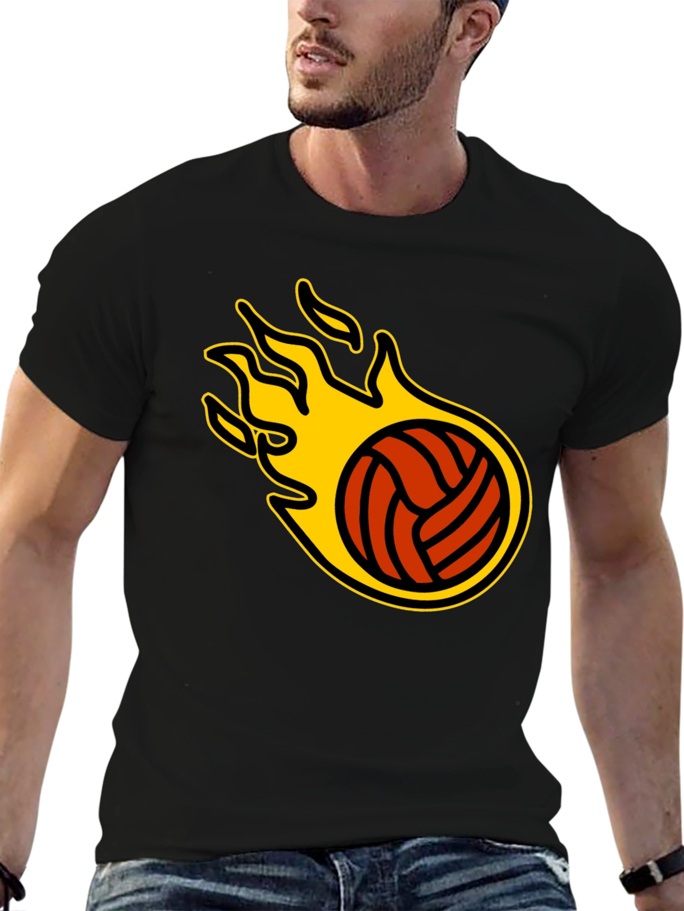 Flaming Volleyball Graphic T-Shirt