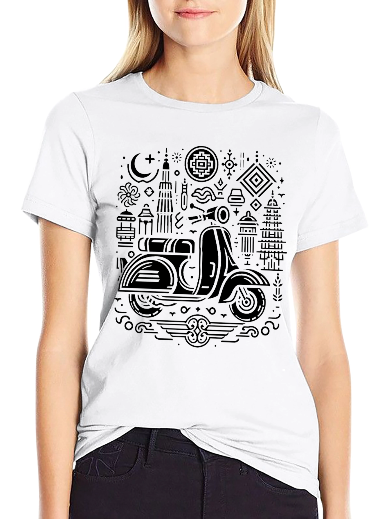 Black Scooter Graphic Tee - Unique Design