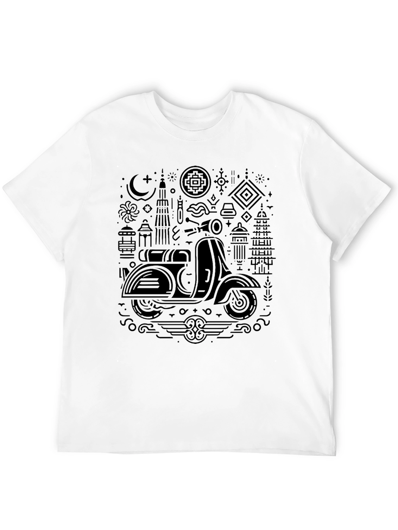Black Scooter Graphic Tee - Unique Design