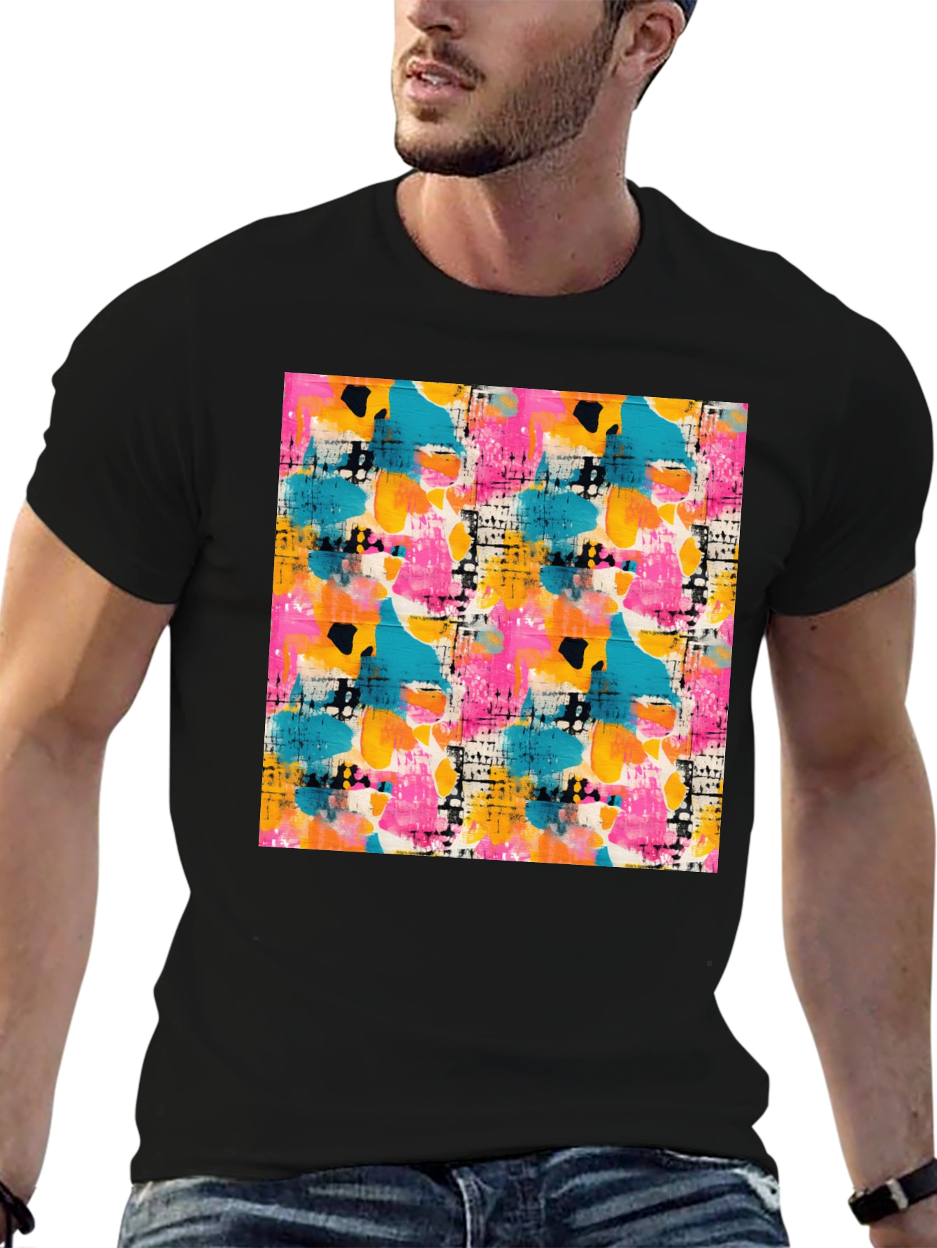 Abstract Art Print Black T-Shirt