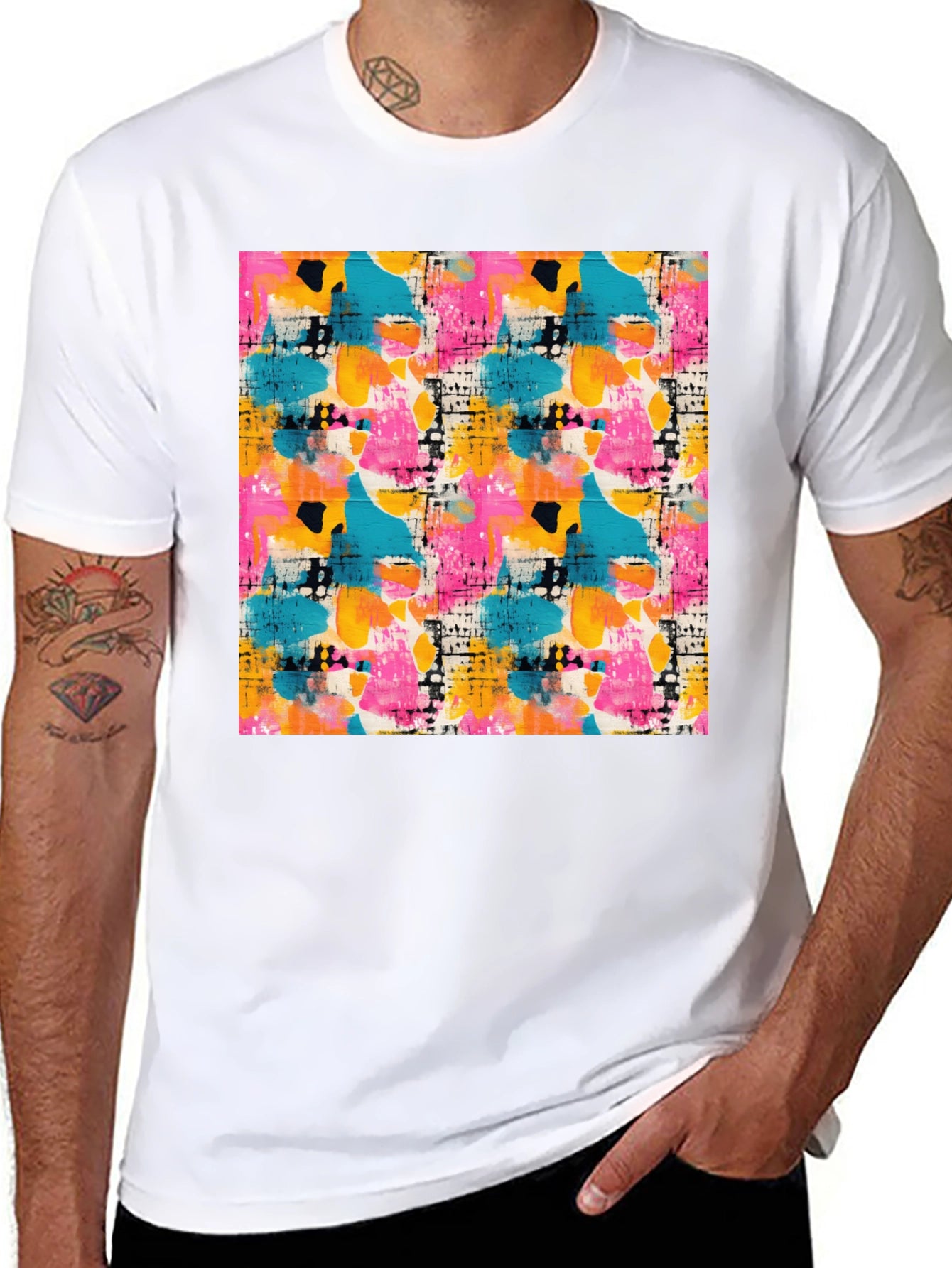 Abstract Art Print Black T-Shirt