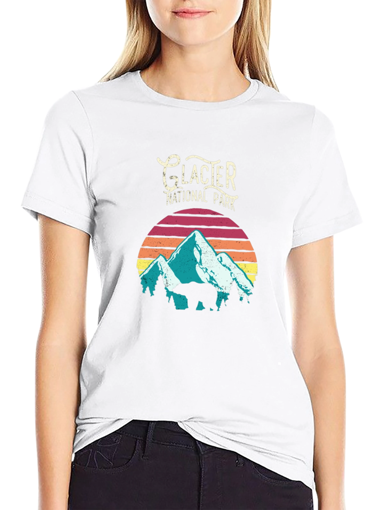 Glacier National Park Retro Graphic T-Shirt