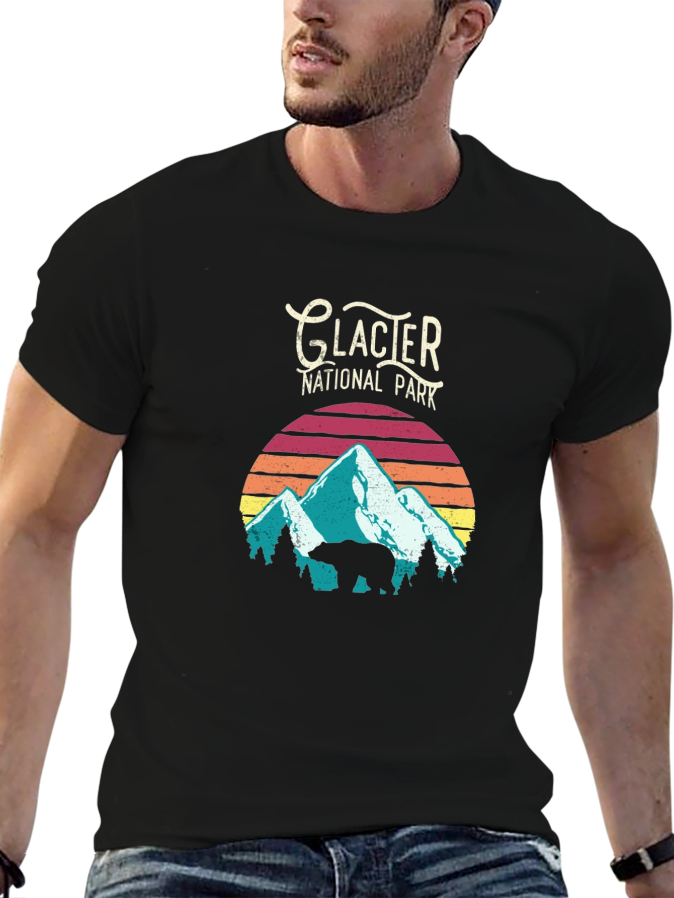 Glacier National Park Retro Graphic T-Shirt