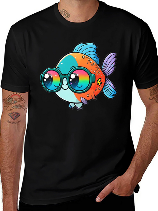 Cool Fish Graphic Tee - Black Cotton Comfort