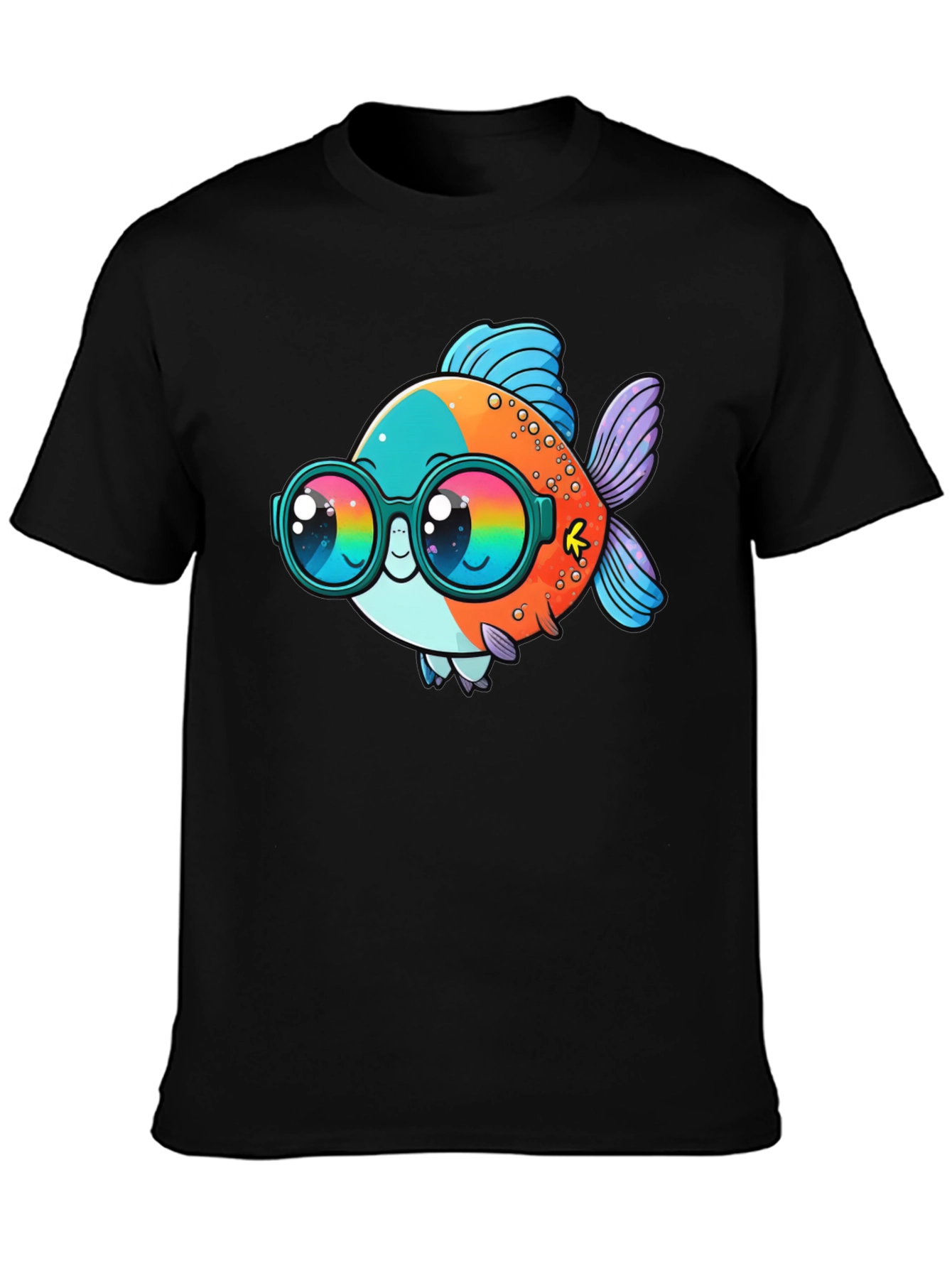 Cool Fish Graphic Tee - Black Cotton Comfort