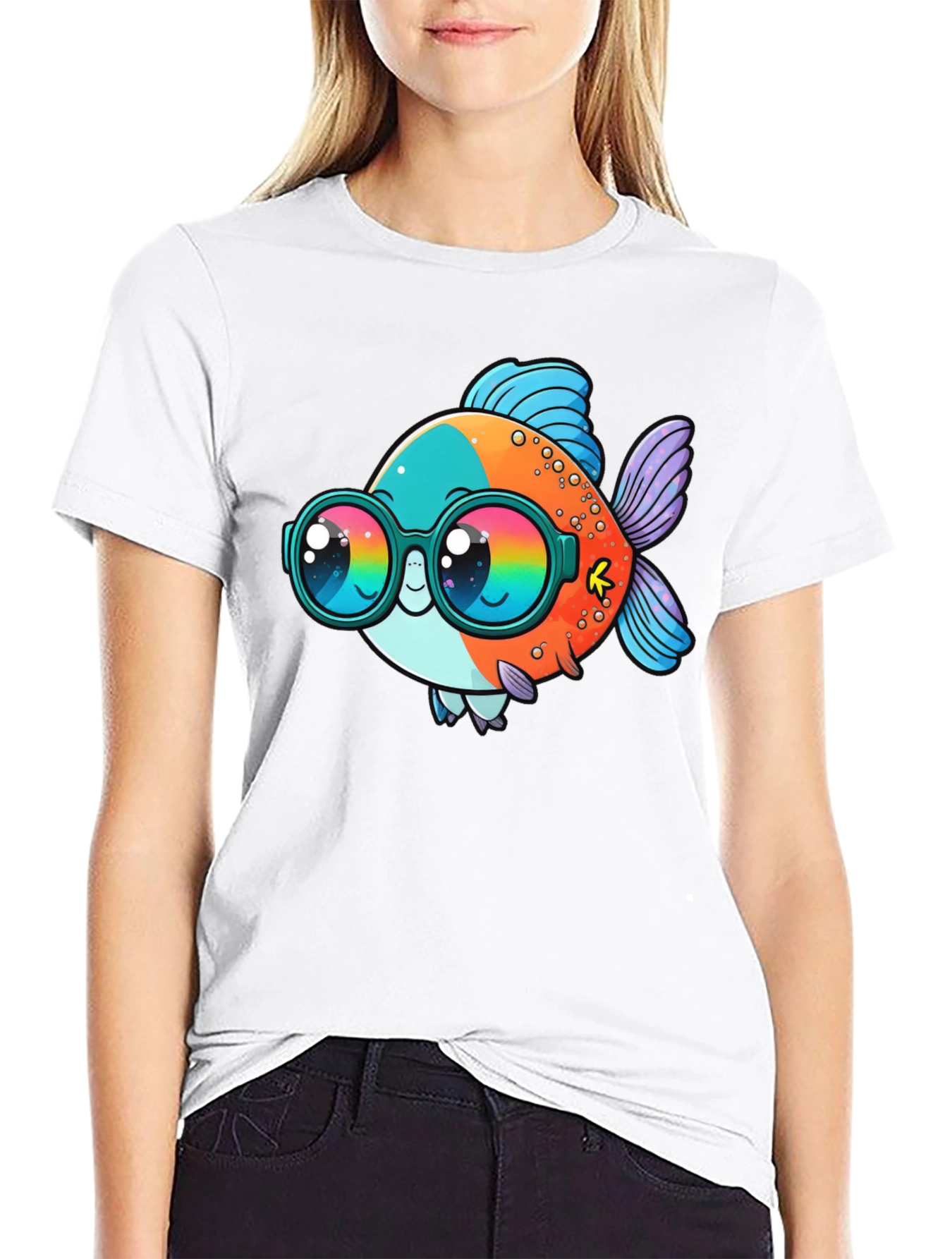 Cool Fish Graphic Tee - Black Cotton Comfort