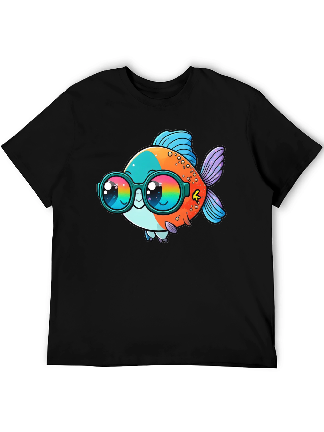 Cool Fish Graphic Tee - Black Cotton Comfort