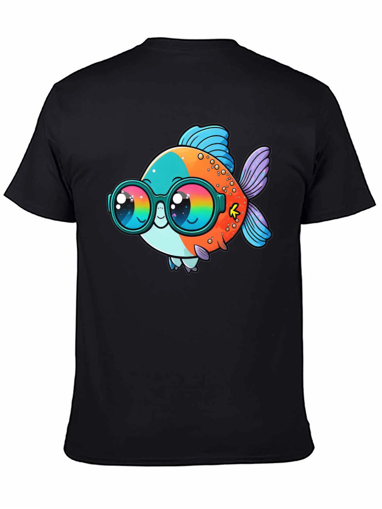 Cool Fish Graphic Tee - Black Cotton Comfort