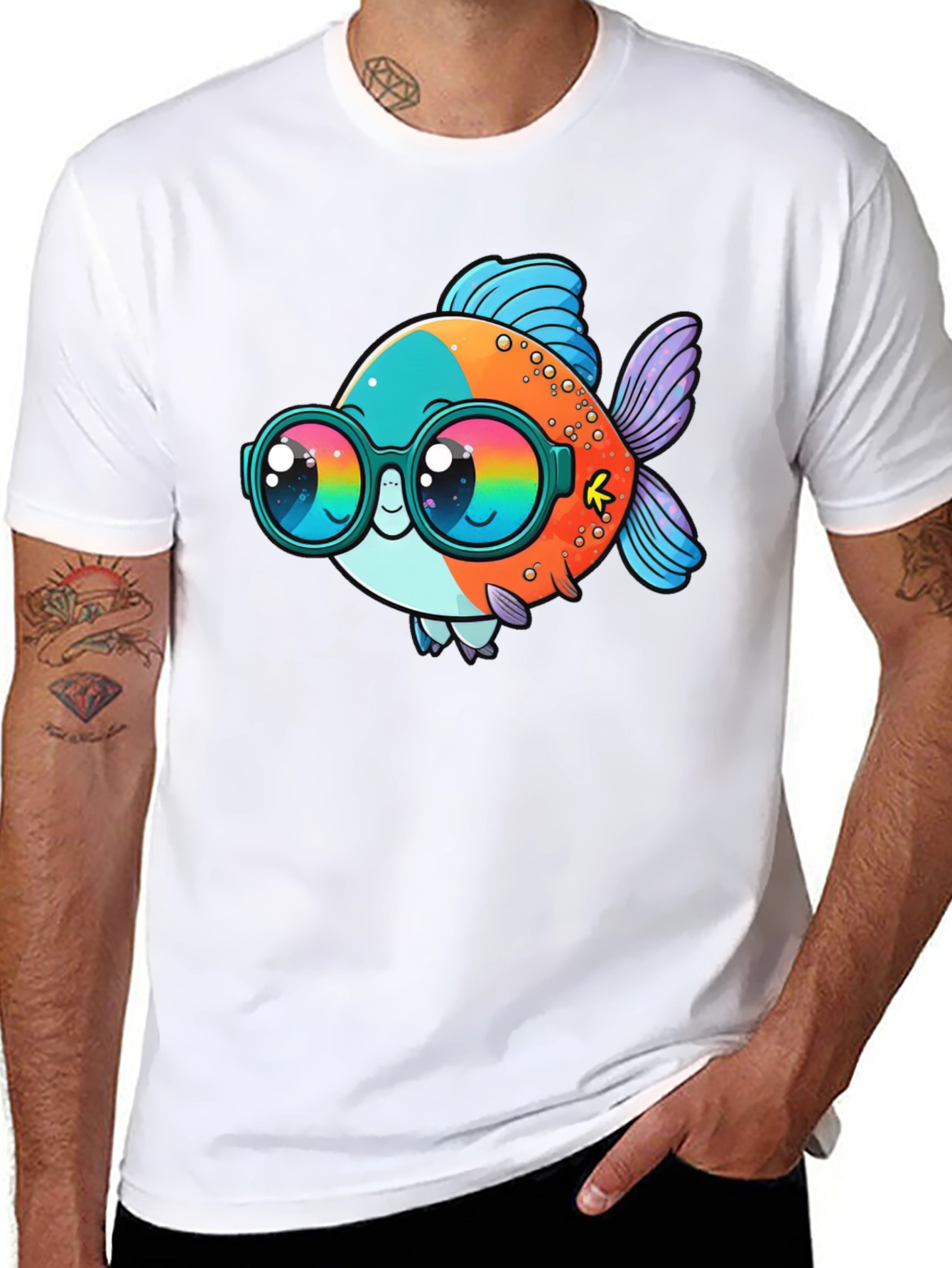 Cool Fish Graphic Tee - Black Cotton Comfort
