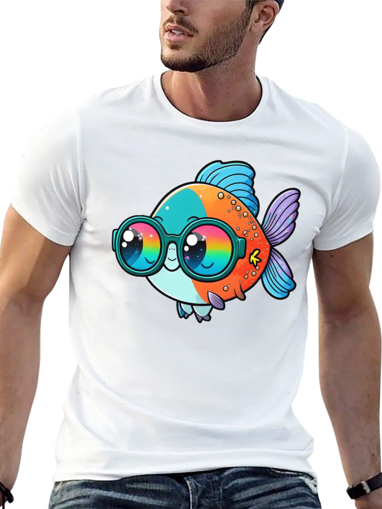Cool Fish Graphic Tee - Black Cotton Comfort