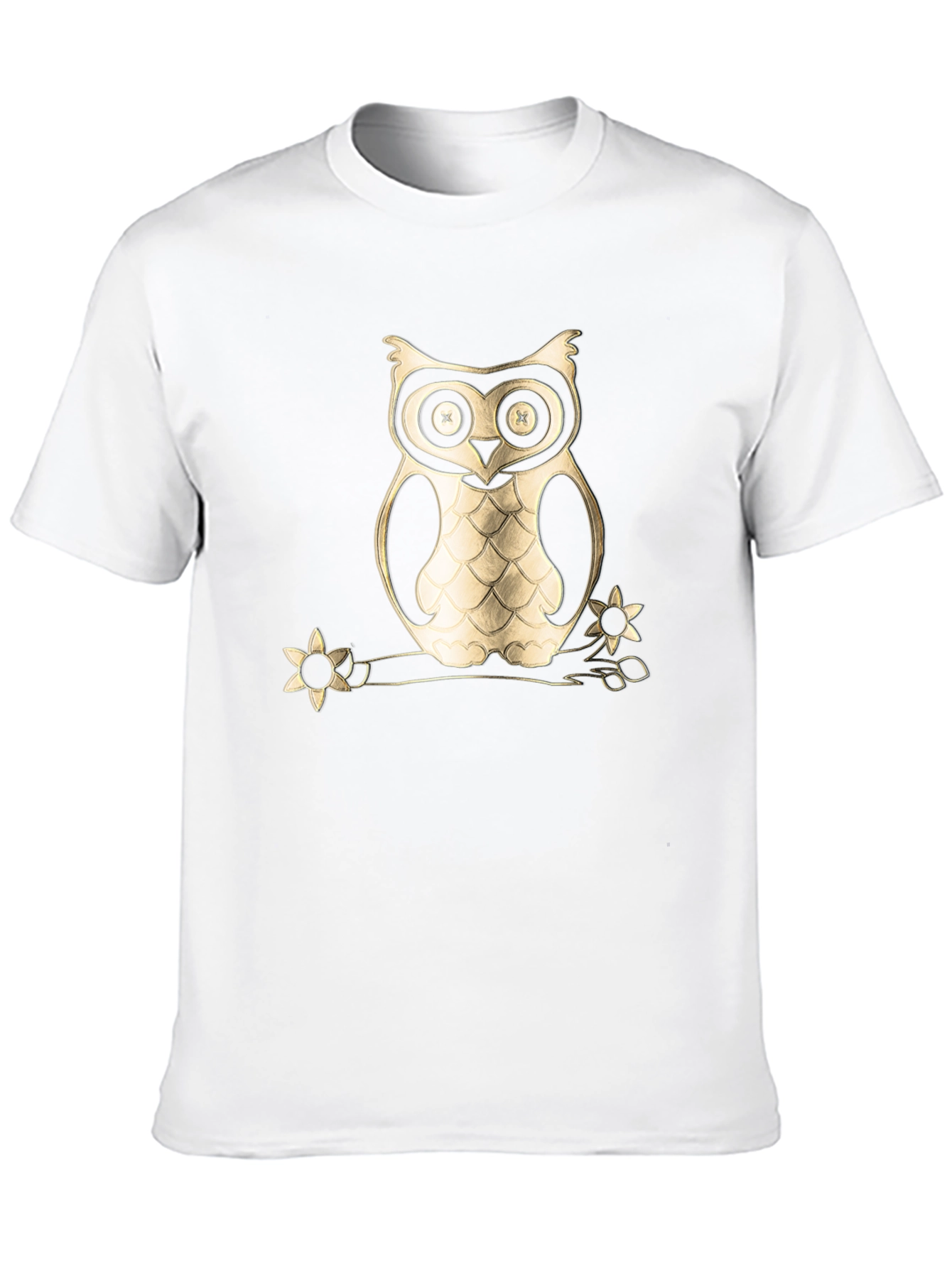 Owl on Branch Graphic Tee - Black Cotton Blend