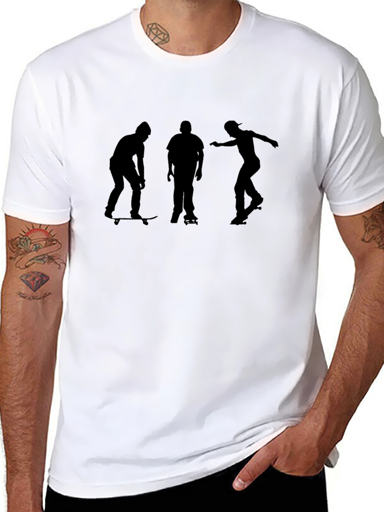 Skateboarding Silhouette Graphic Tee - Black